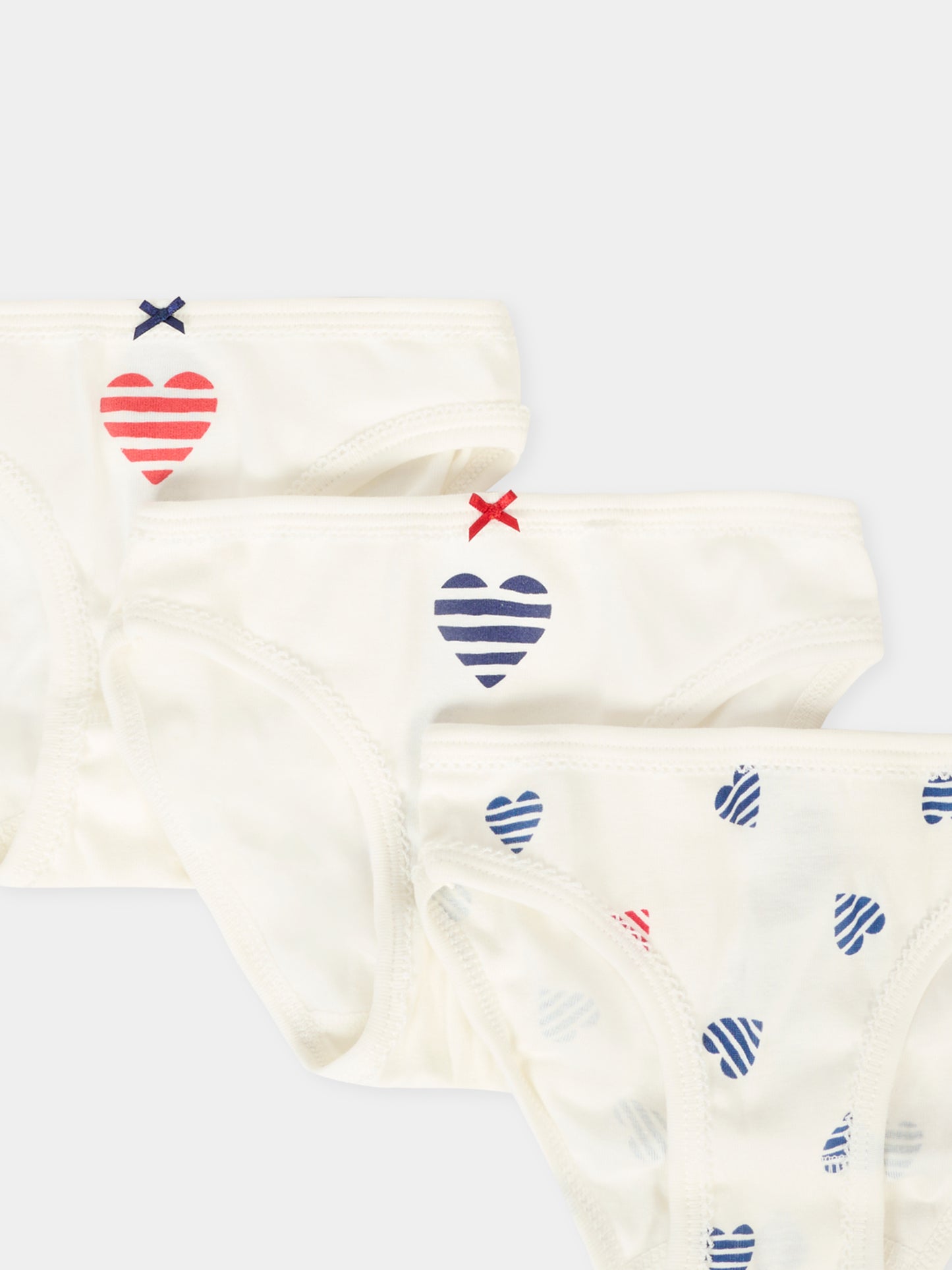 Set slip bianco per bambina con cuori,Petit Bateau,A0D2G 00