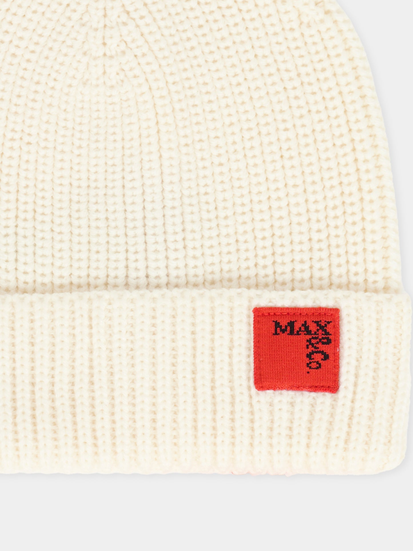Berretto avorio per bambina con patch,Max&co,MX0242-MX048-MX102