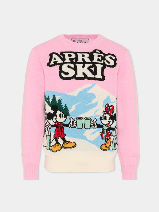 Maglione rosa per bambina con Topolino e Minnie,Mc2 Saint Barth,PRC0007 - 02249I