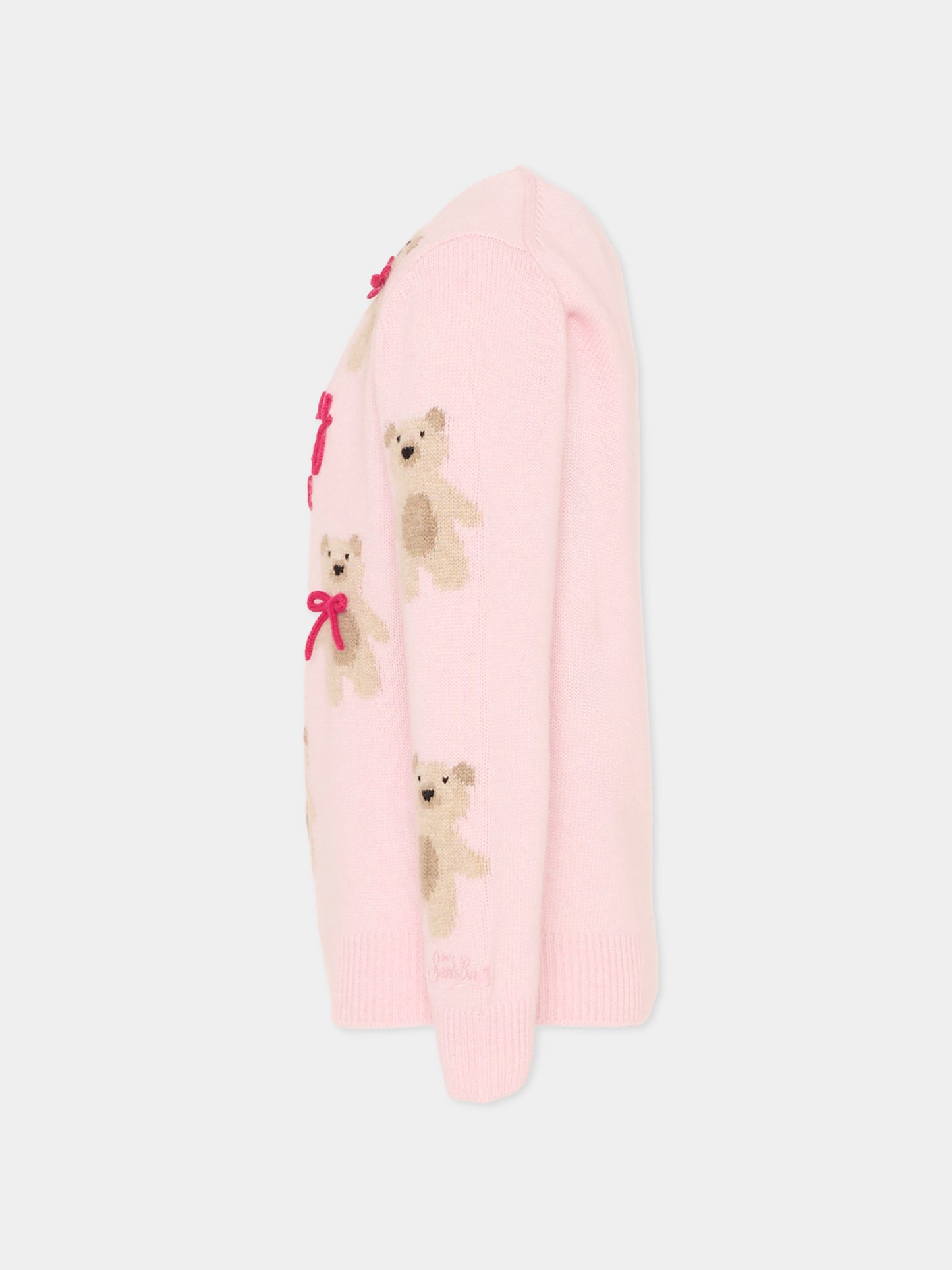 Maglione rosa per bambina con orsi e fiocchi,Mc2 Saint Barth,PRC0005 - 02267I
