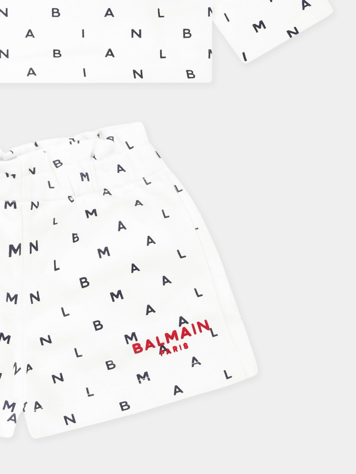 Completo bianco per neonata con logo,Balmain Kids,BU3060 Z1914 100BL