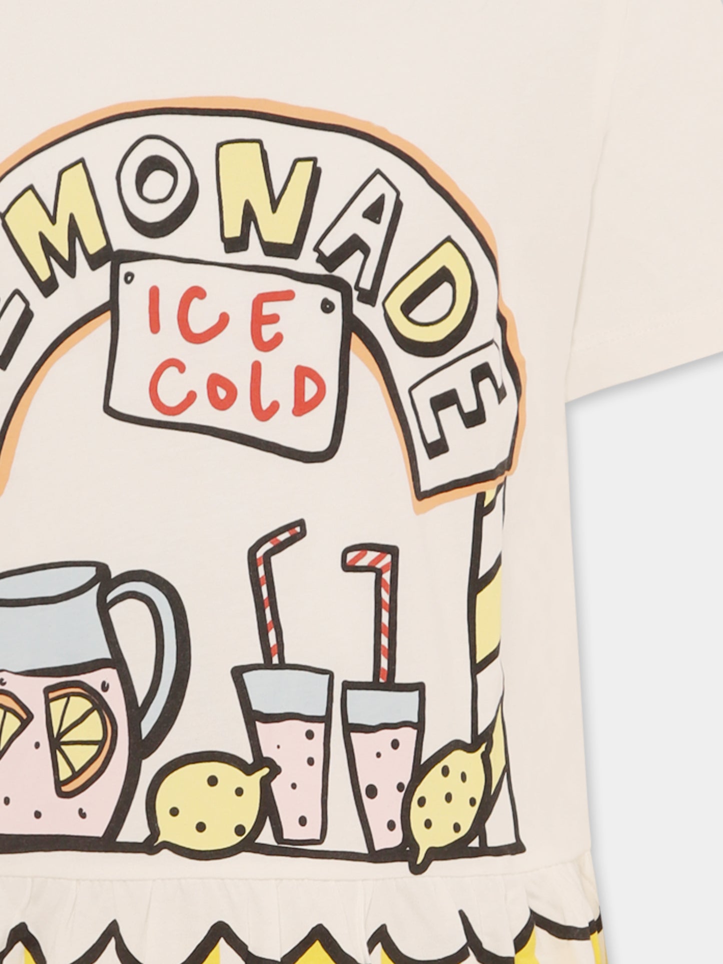 White dress for girl with lemonade print