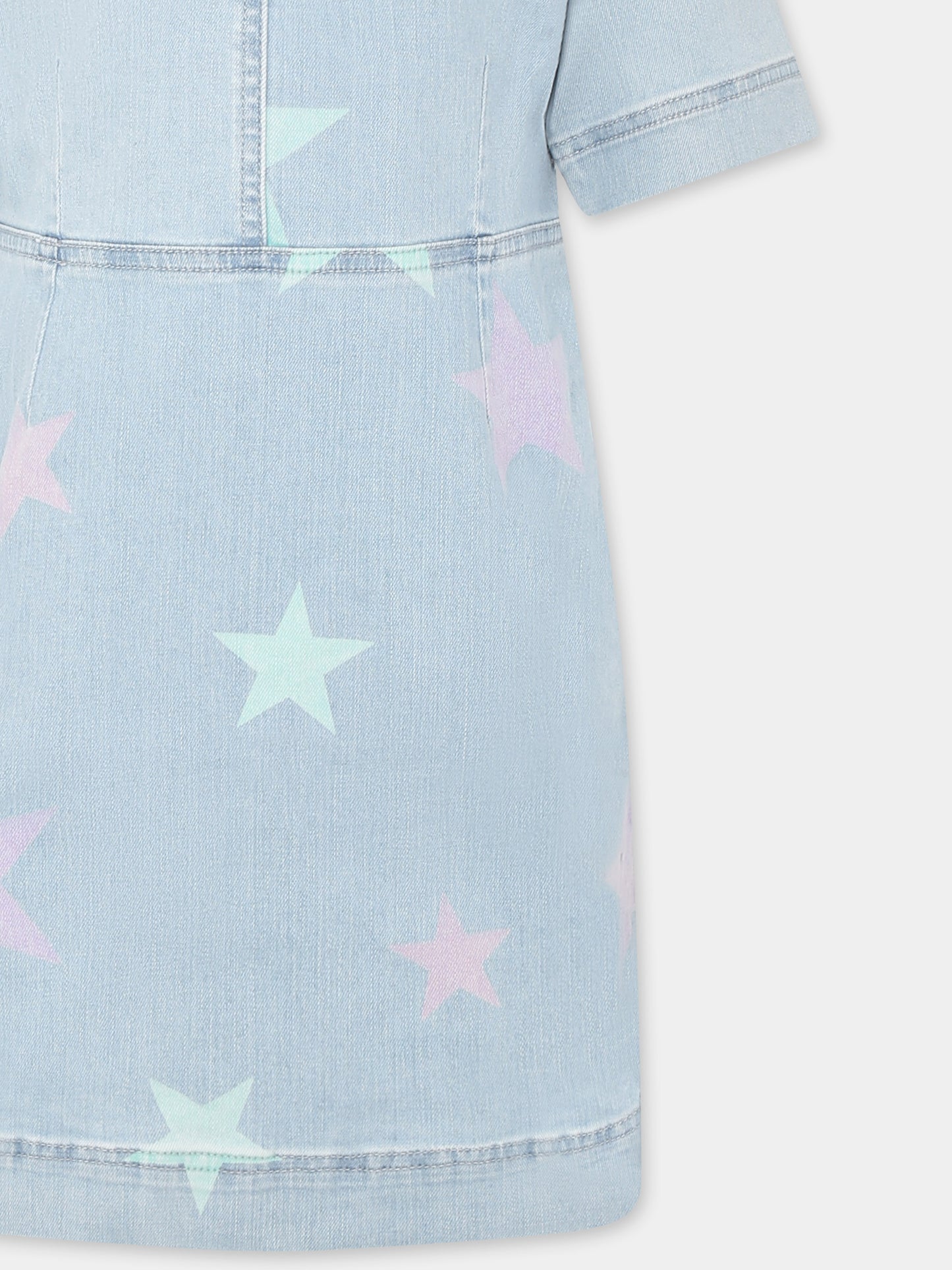 Vestito denim per bambina con stelle all over,Stella Mccartney Kids,TU1E81 Z0863 600MC