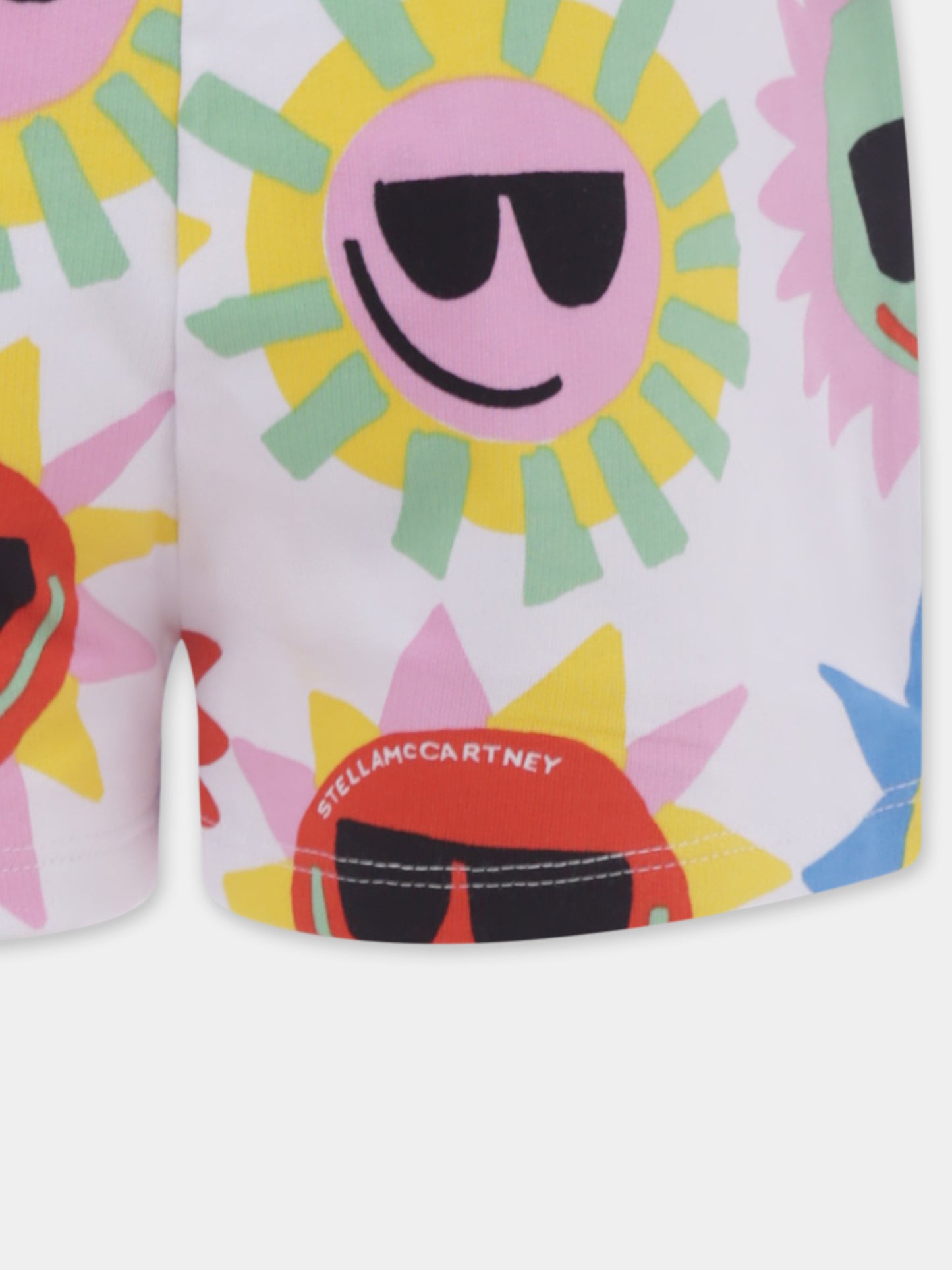 Shorts bianchi per bambina con sole all over,Stella Mccartney Kids,TU6C29 Z1582 100MC