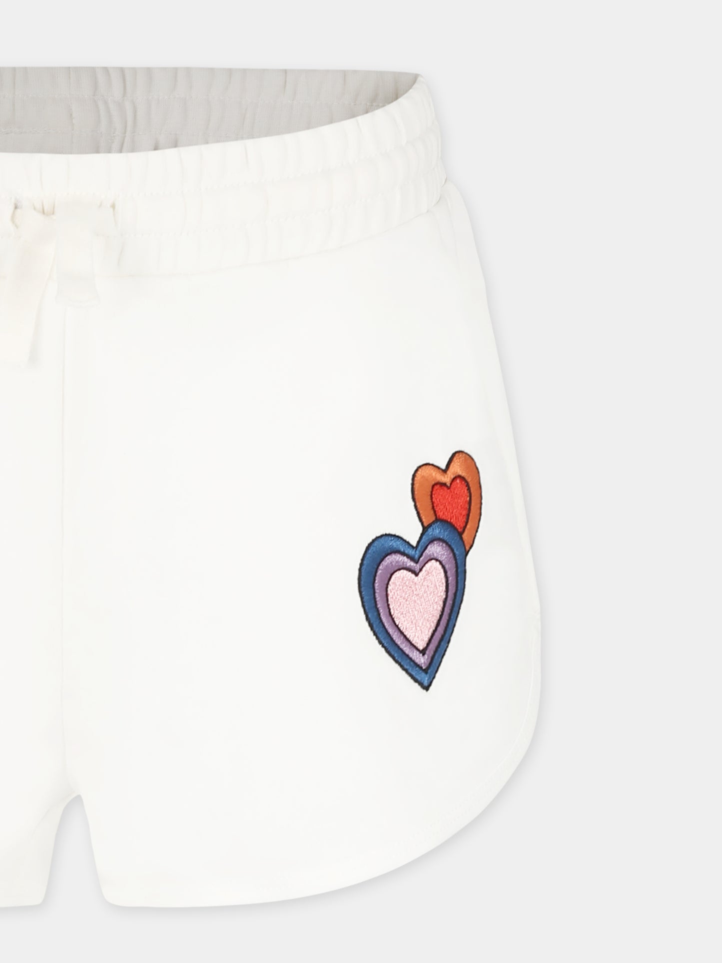 Shorts bianchi per bambina con cuori,Stella Mccartney Kids,TU6G09 Z0499 101