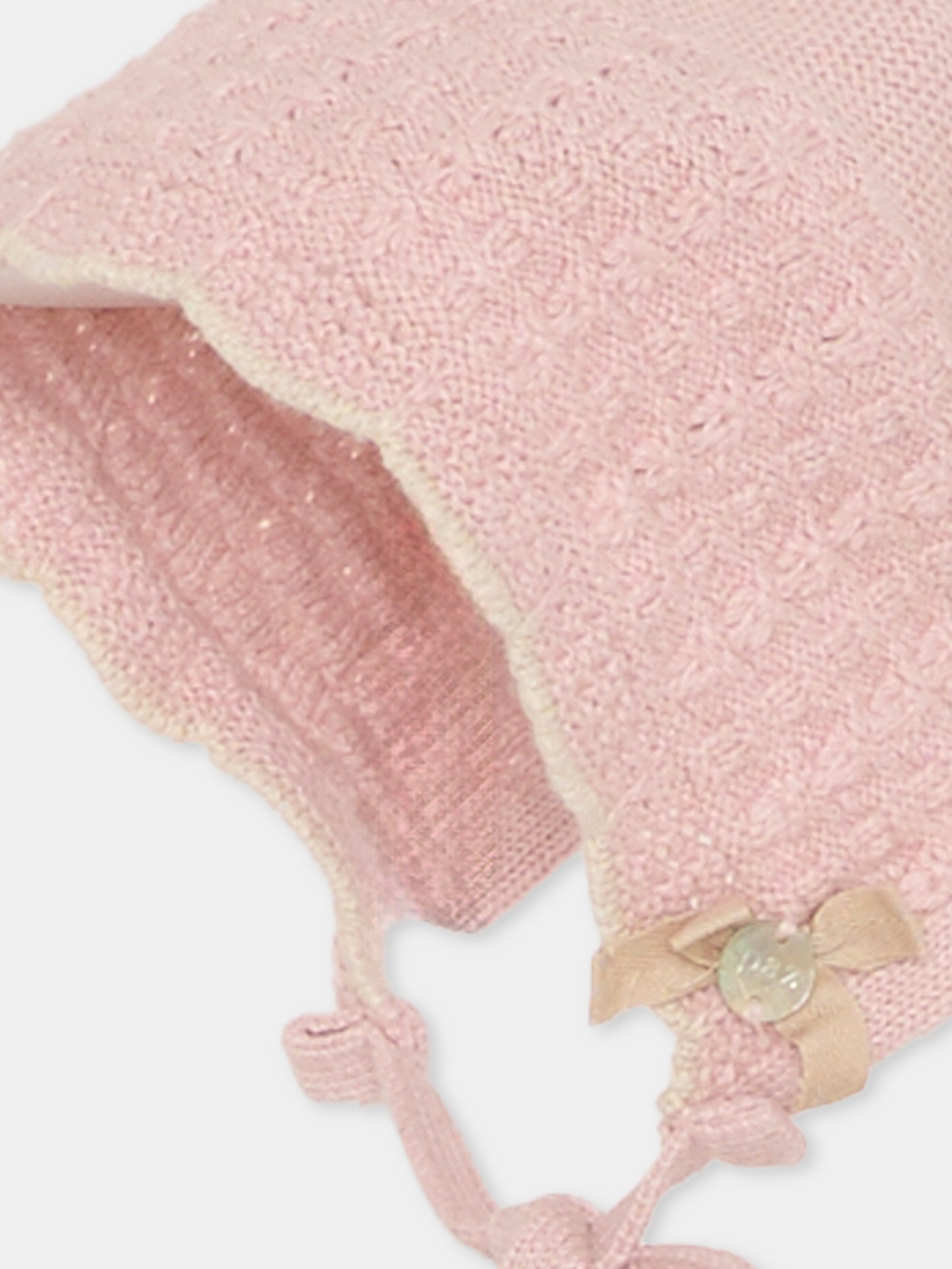 Cuffia rosa per neonata con fiocco,Paz Rodríguez,011 123109 3273 H94