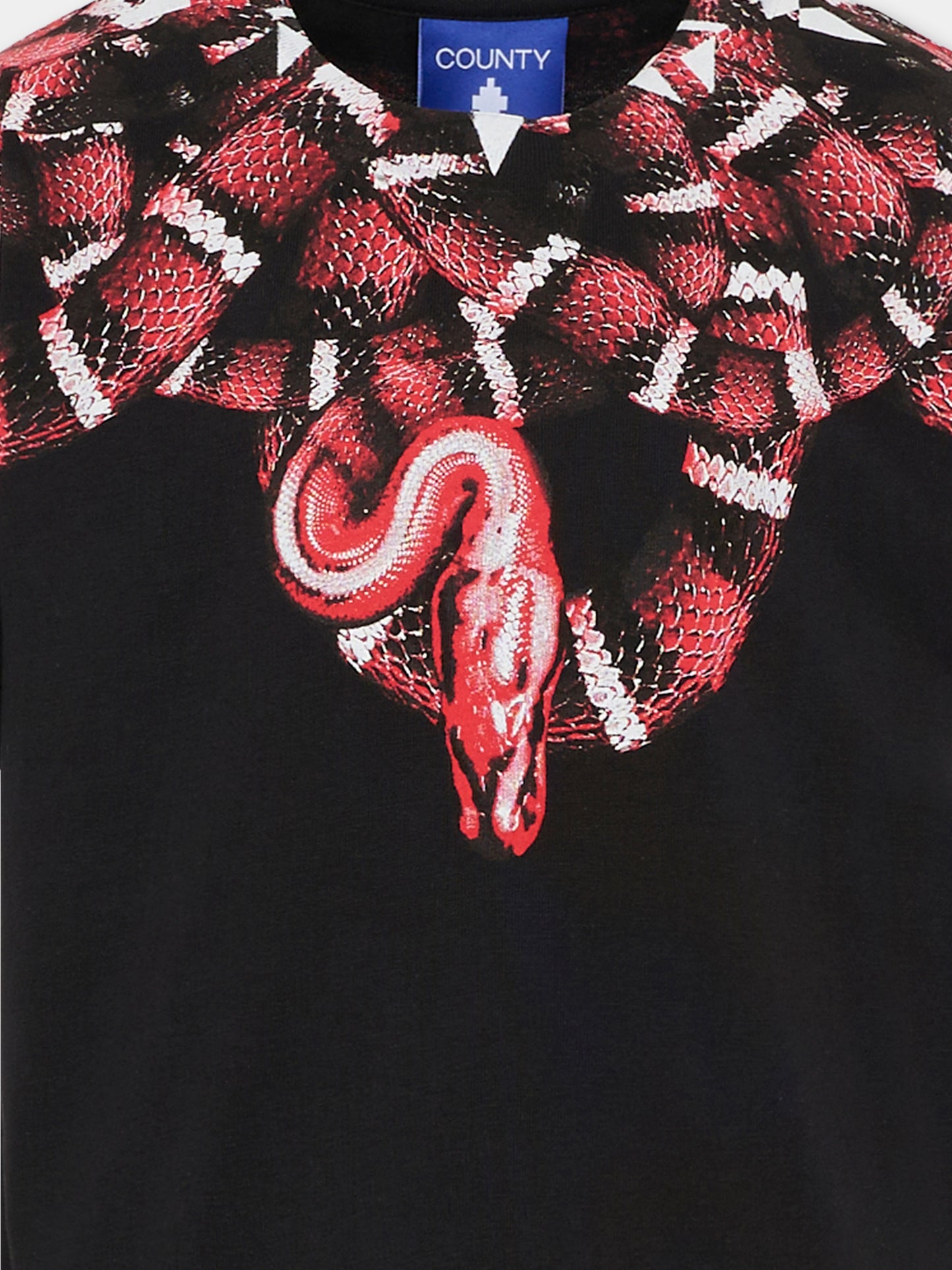 T-shirt nera per bambino con stampa serpente,County Of Milan Kids,F5CMJBTH040 110