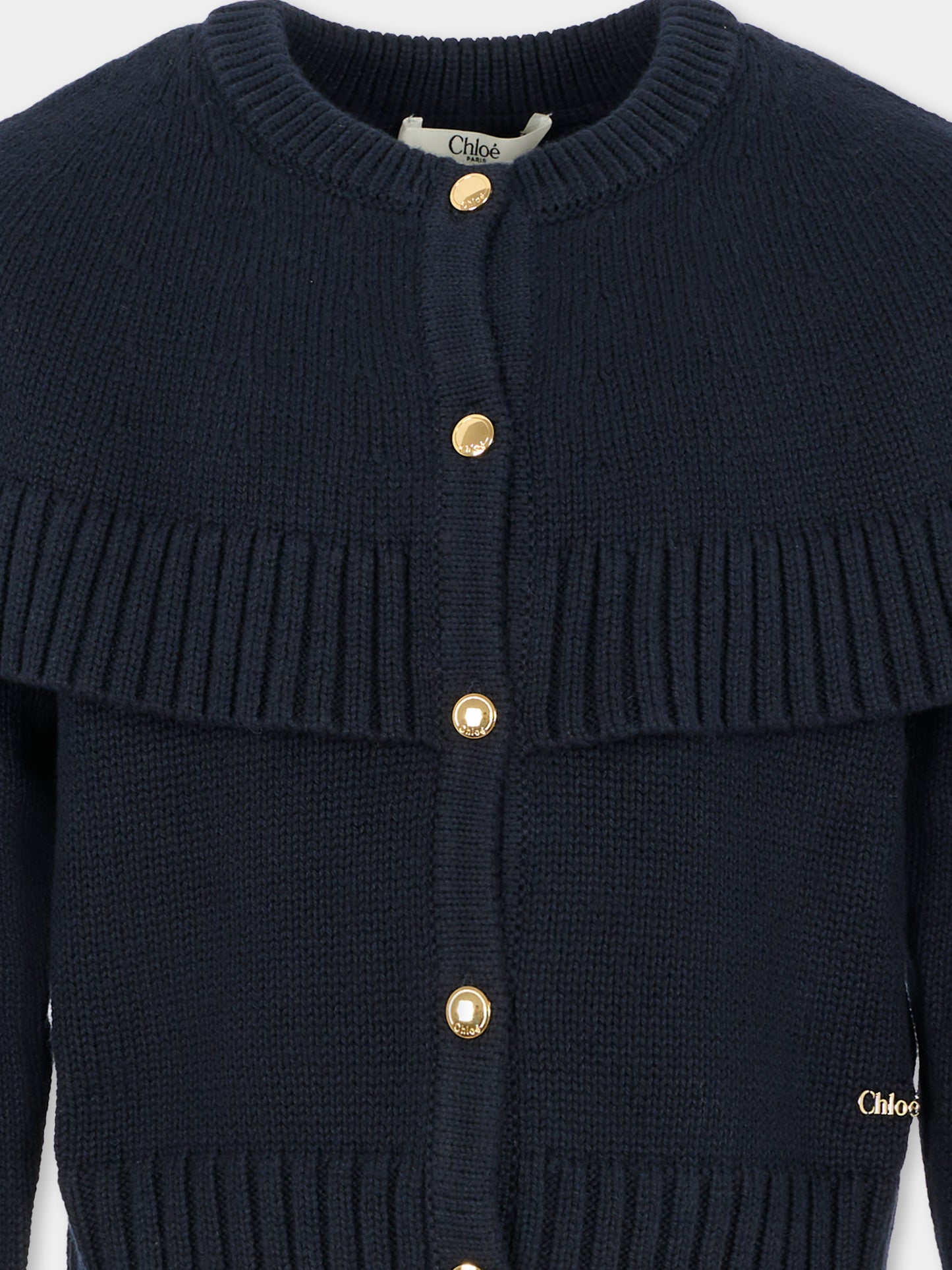 Cardigan blu per bambina con logo,Chloé Kids,C20639 859