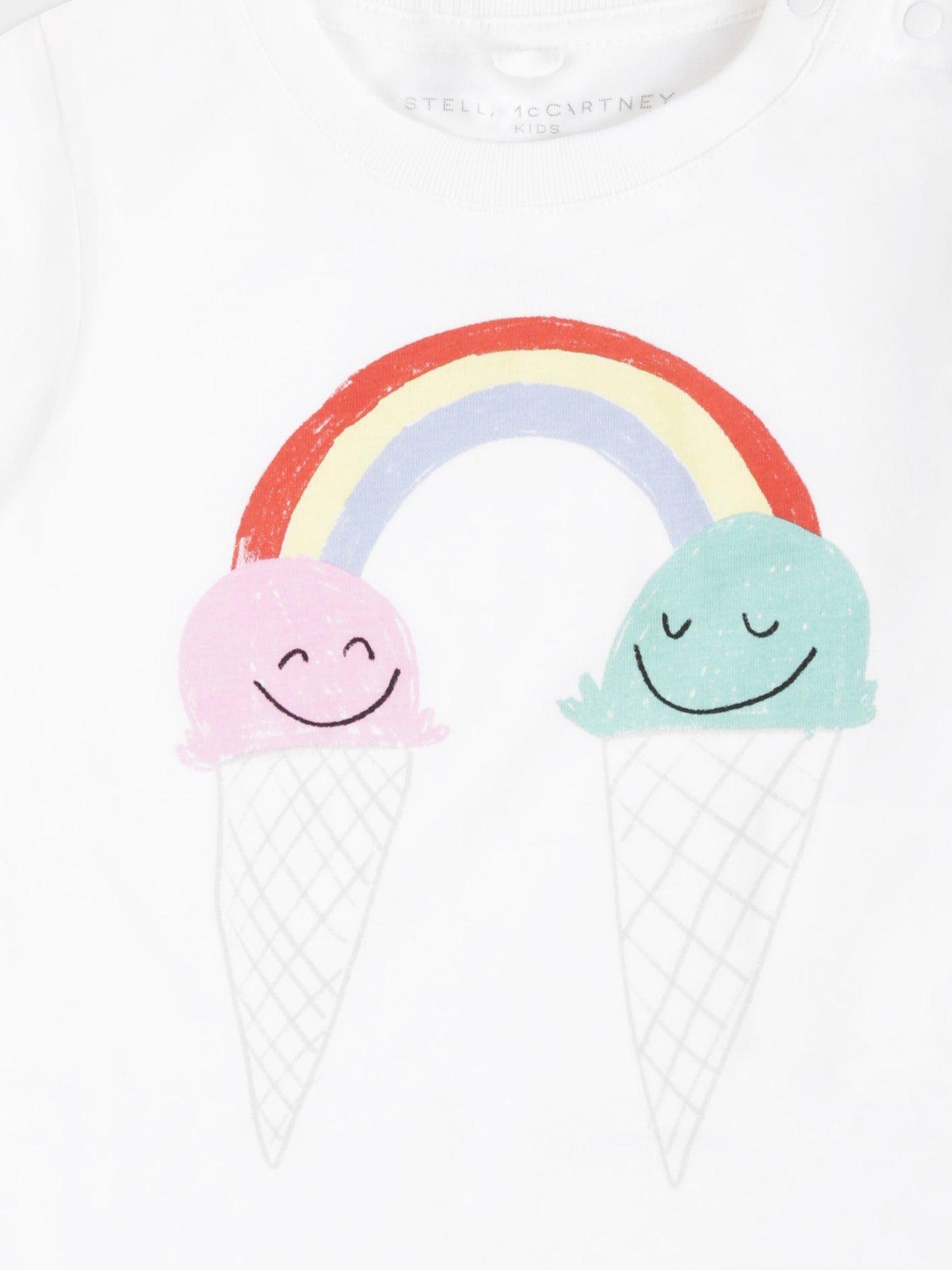 T-shirt bianca per neonata con stampa gelati,Stella Mccartney Kids,TW8151 Z0434 101