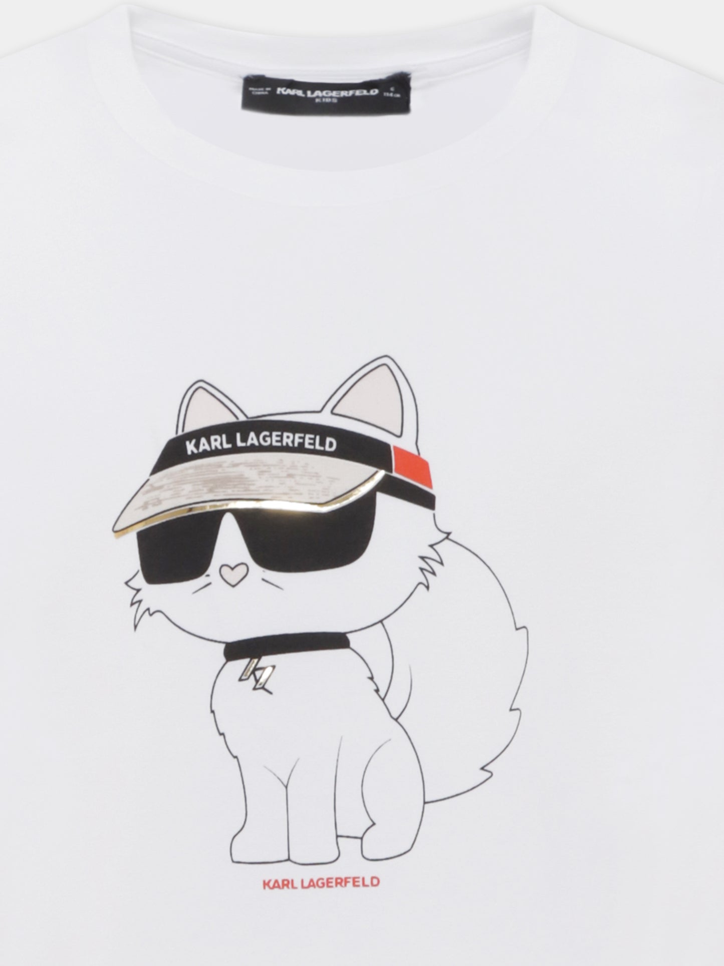 T-shirt bianca per bambina con Choupette,Karl Lagerfeld Kids,Z30492 10P