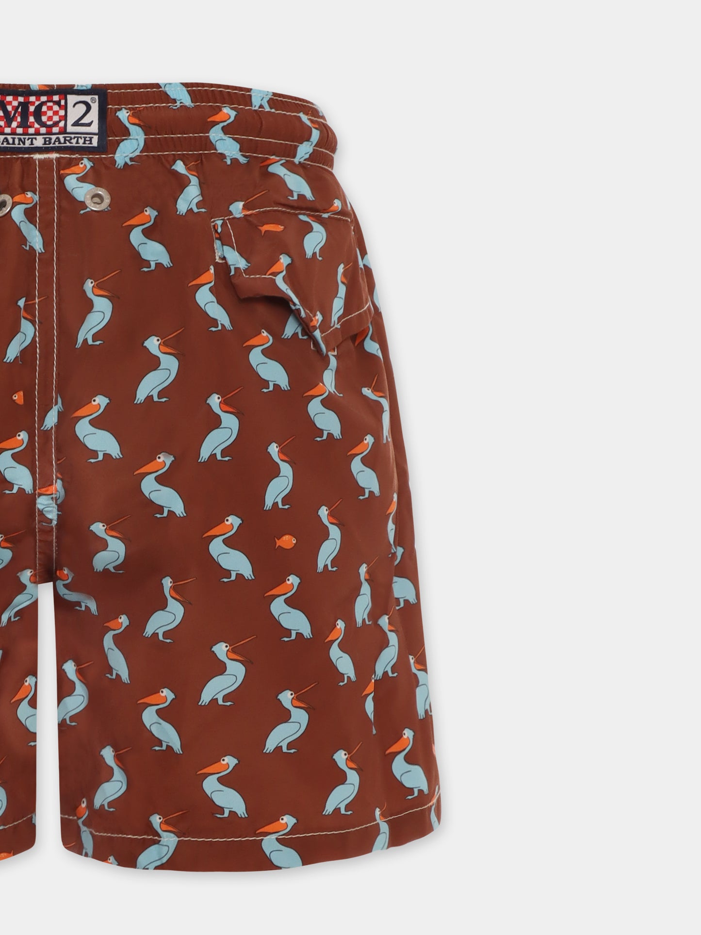 Boxer mare marrone per bambino con pellicano all over,Mc2 Saint Barth,JEA0004 01292F