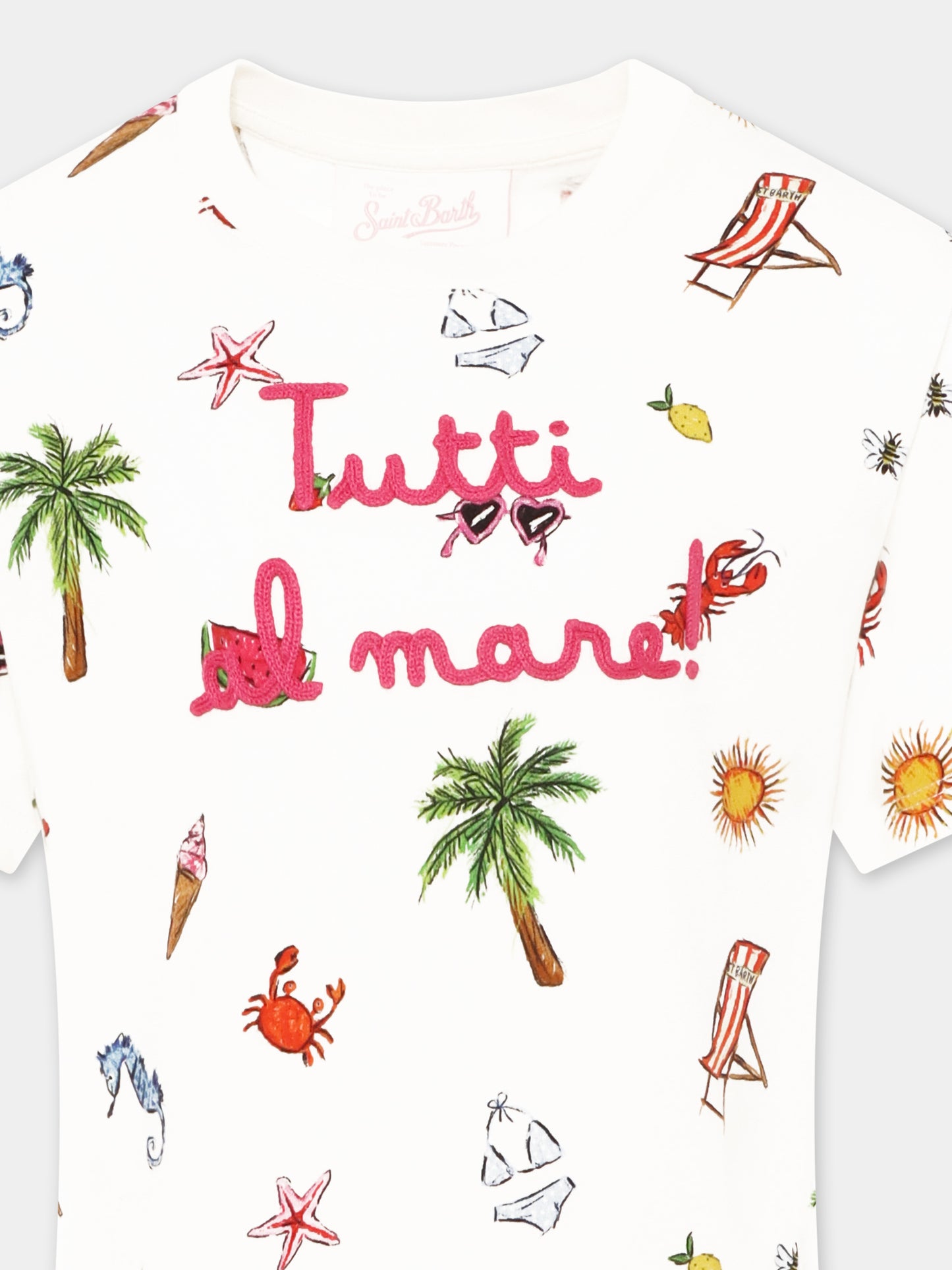 White dress for girl with summer print