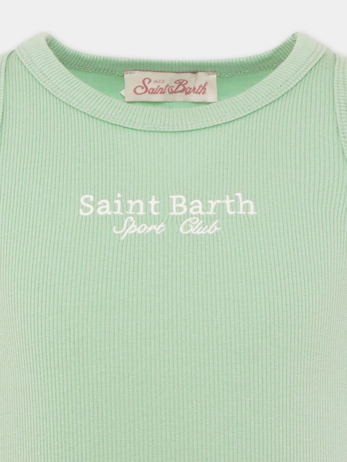 Green crop tank top for girl with writing