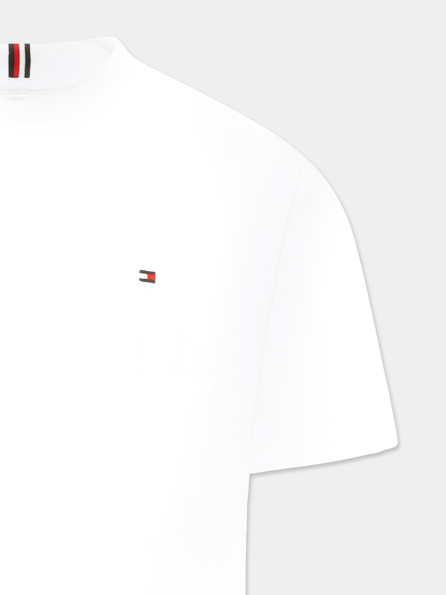 T-shirt bianca per bambini con bandierina,Tommy Hilfiger Junior,24F THKB0KB09601J KB0KB09601 YBR