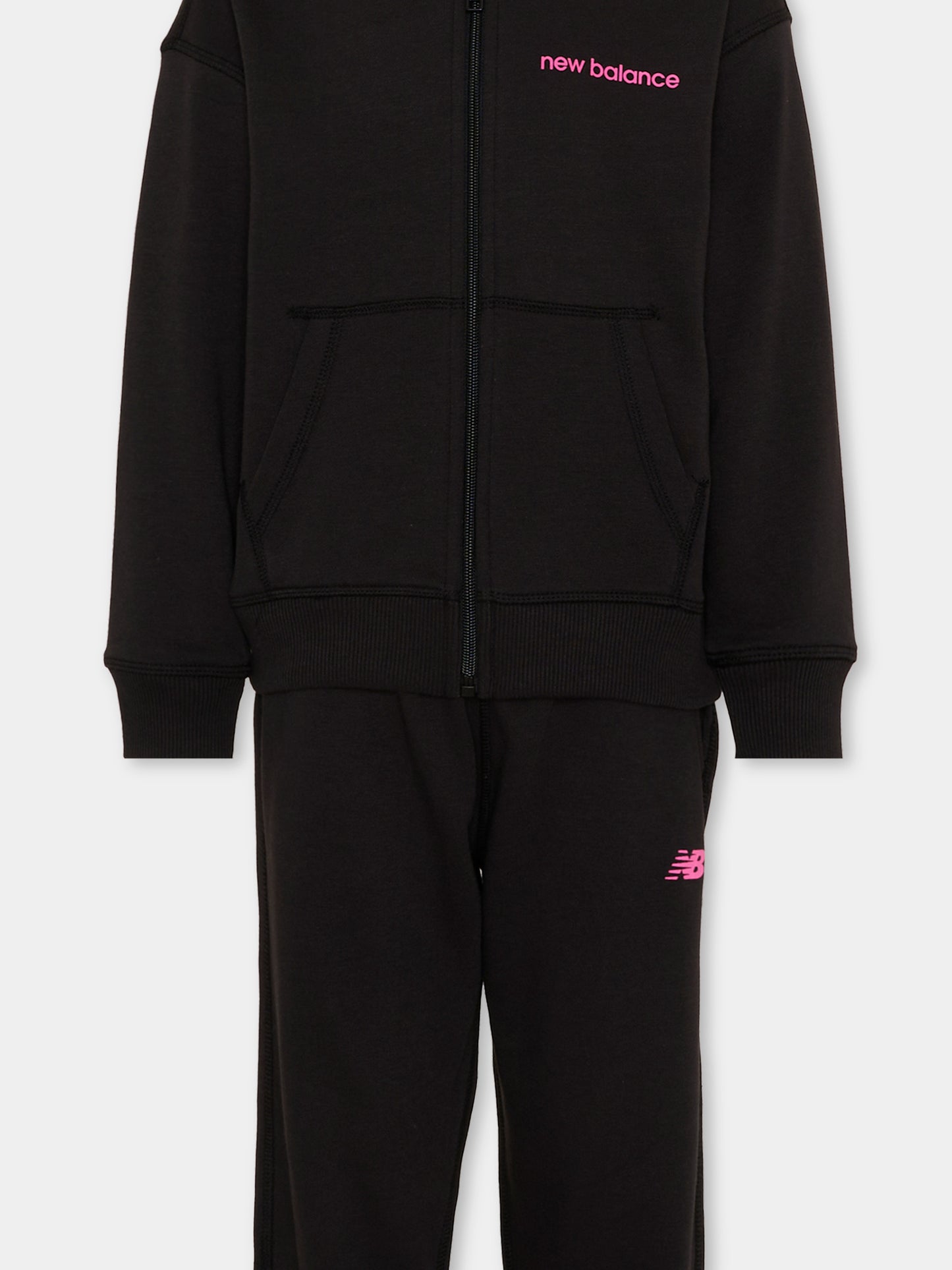 Completo sportivo nero per bambina con logo,New Balance,YS61X52C BK