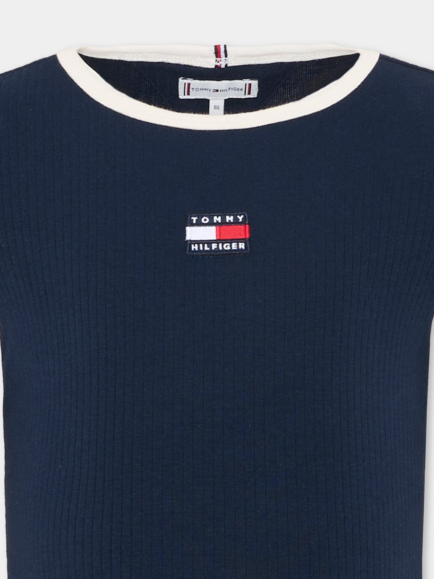 T-shirt blu per bambina con logo,Tommy Hilfiger Junior,KG0KG09066 C1G