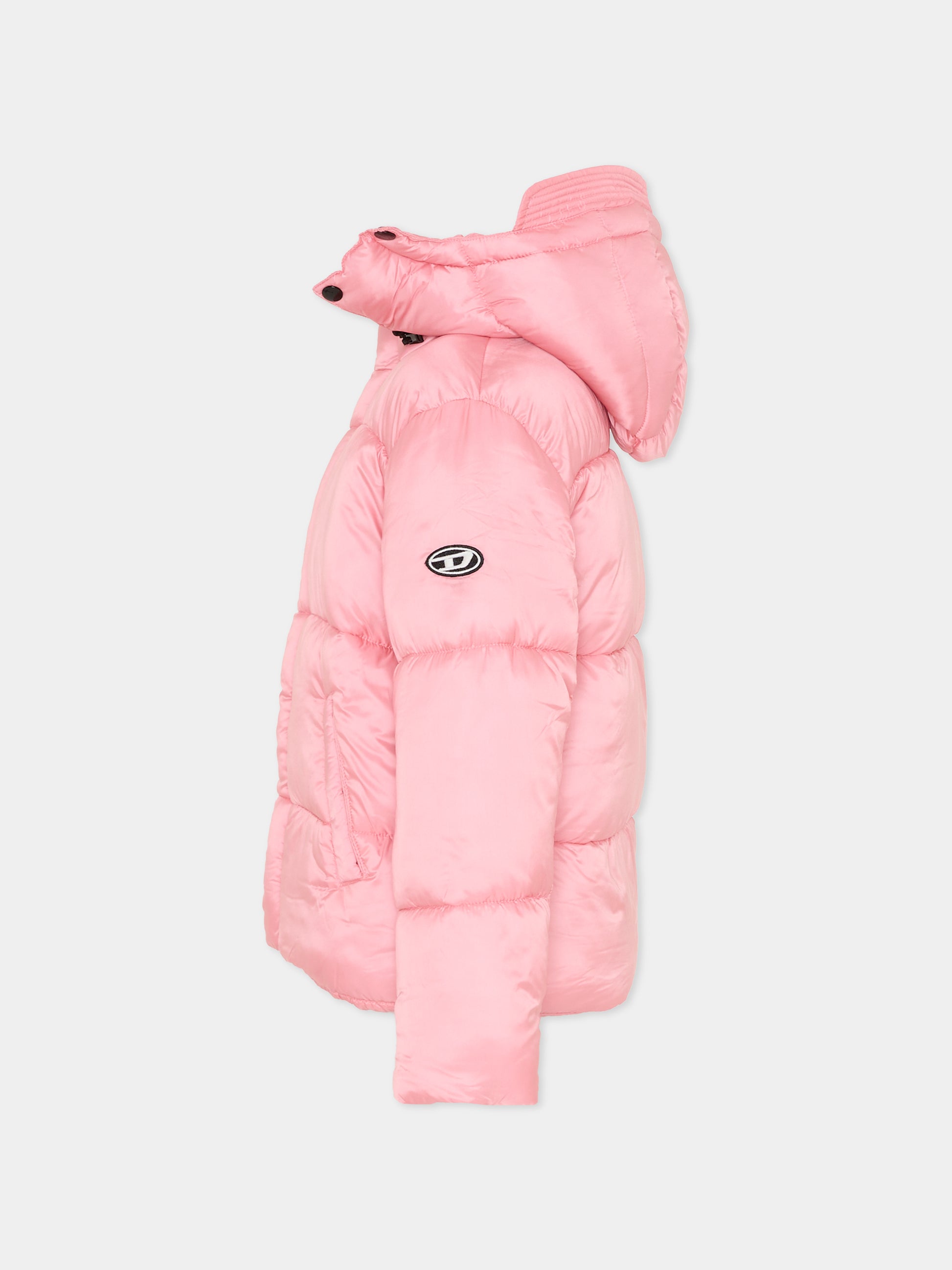 Piumino rosa per bambina con logo,Diesel,J02090 KXBNB K325