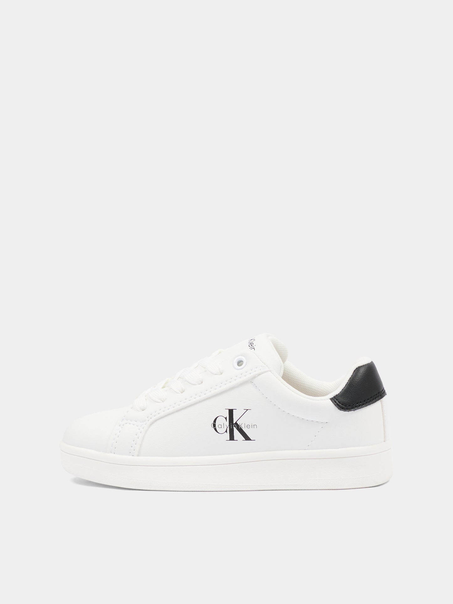 Sneakers bianche per bambino con logo nero,Calvin Klein Kids,V3X9 83284 1355X002