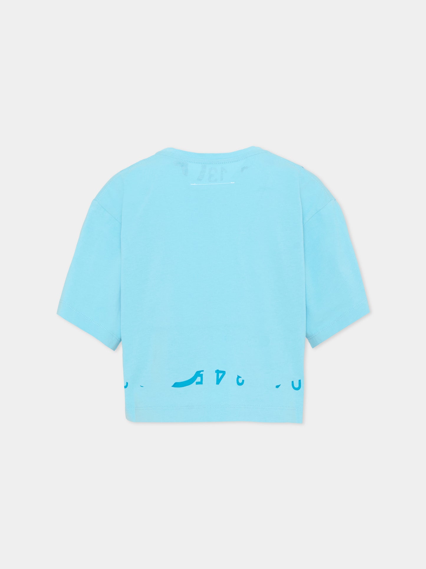 T-shirt azzurra per bambina con logo,Mm6 Maison Margiela,M61017 MM02Y M6809