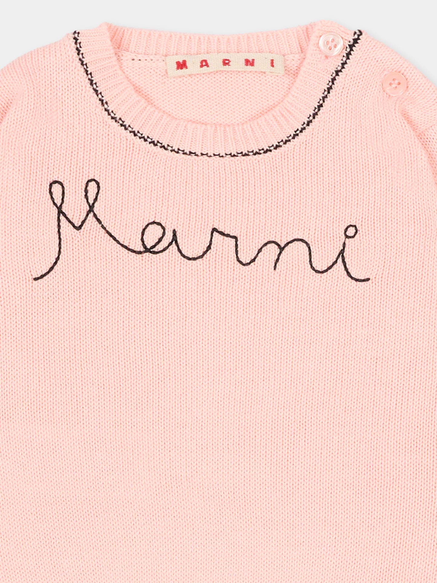 Maglione rosa per neonata con logo ricamato,Marni Kids,M00992 M00X8 0M351