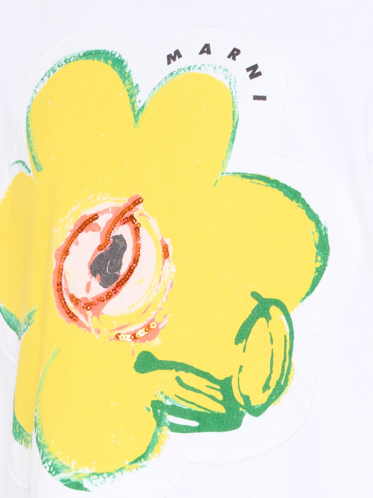 T-shirt bianca per bambina con fiore,Marni Kids,M01672 M00HZ 0M100