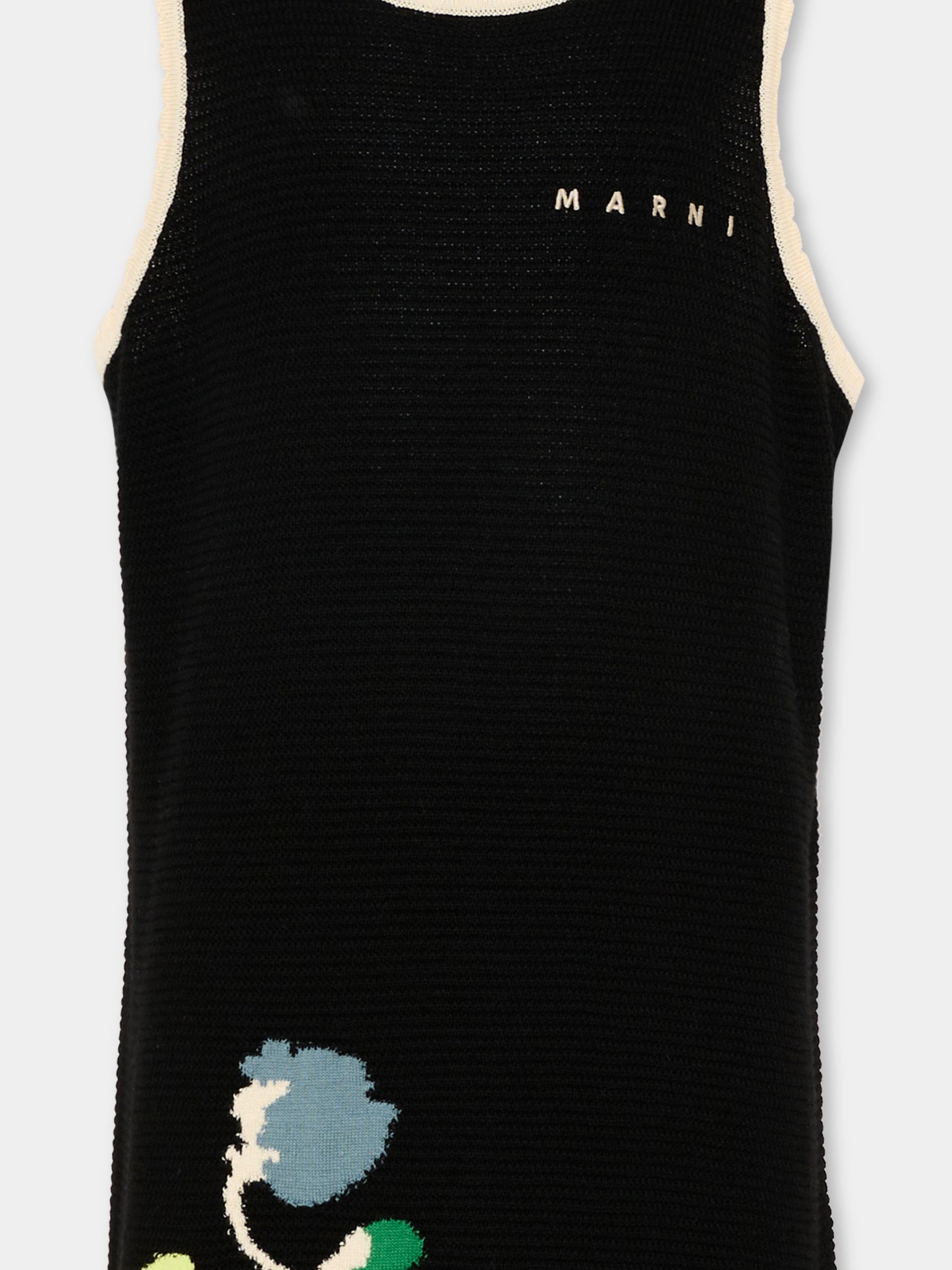 Vestito nero per bambina con fiore,Marni Kids,M01746 M00WZ 0M900