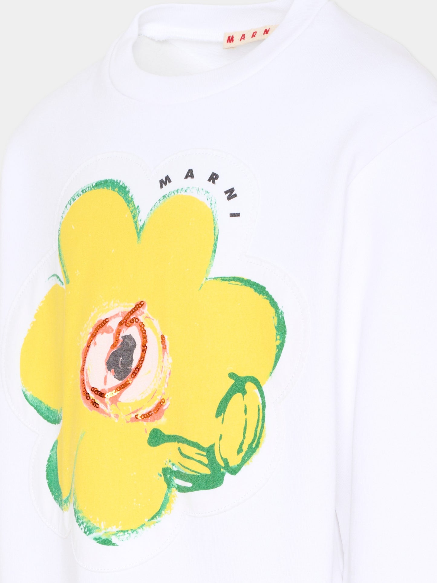 Felpa bianca per bambina con fiore,Marni Kids,M01814 M00V1 0M100