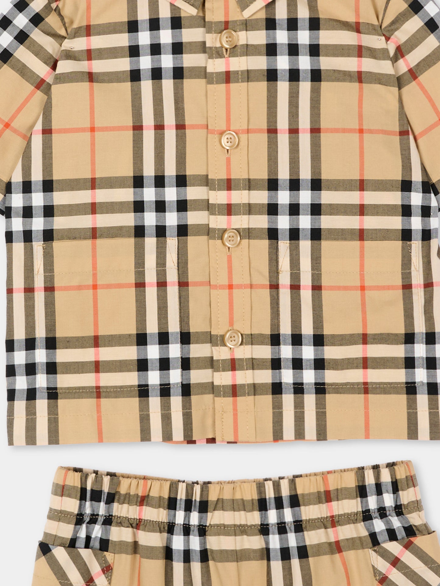 Completo sportivo beige per neonati Vintage Check,Burberry Kids,8120916 B9368