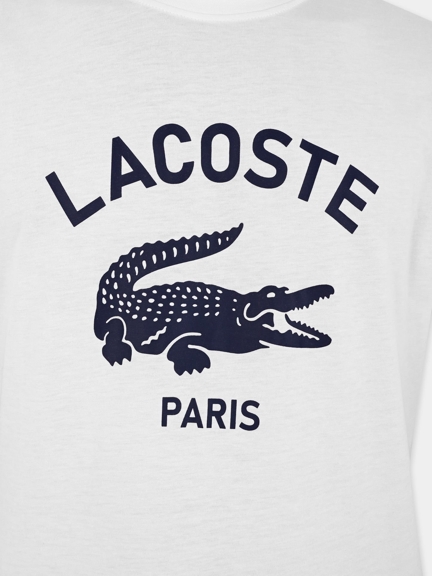 T-shirt bianca per bambini con logo e coccodrillo,Lacoste,TJ3003 70V