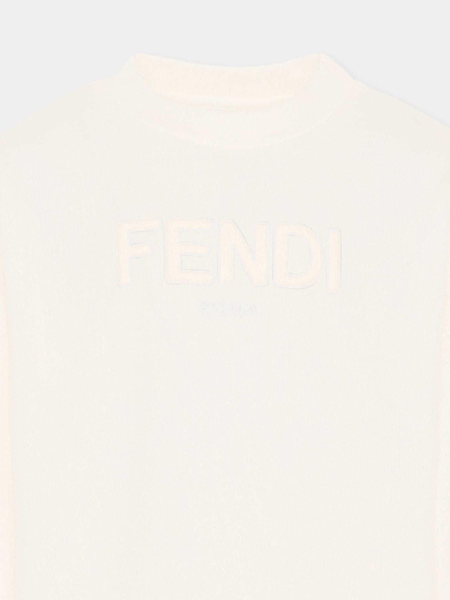 Felpa avorio per bambini con logo,Fendi Kids,JUH108 5V0 F0TU9