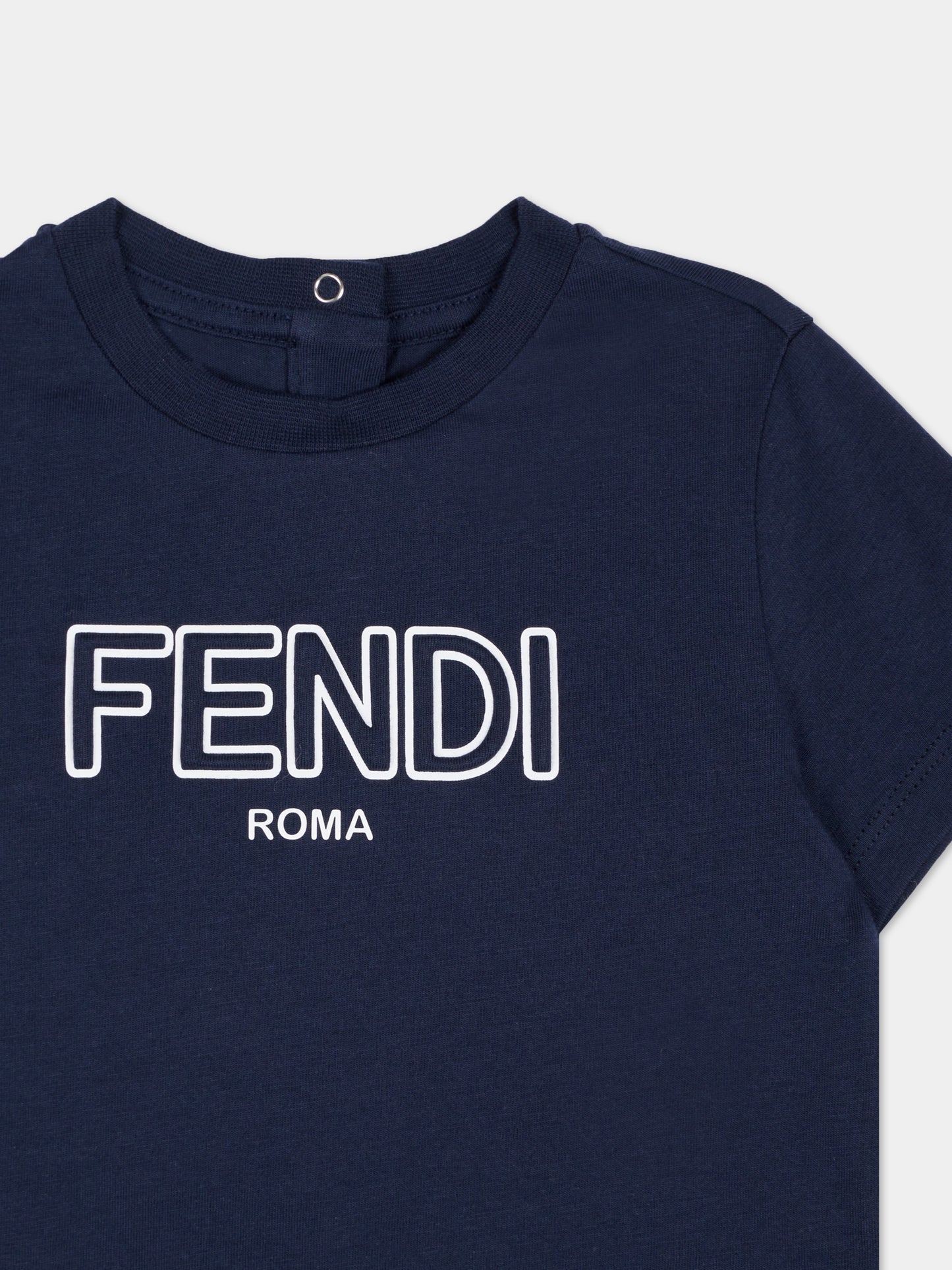 T-shirt blu per neonati con logo,Fendi Kids,BUI110 7AJ F0QG0