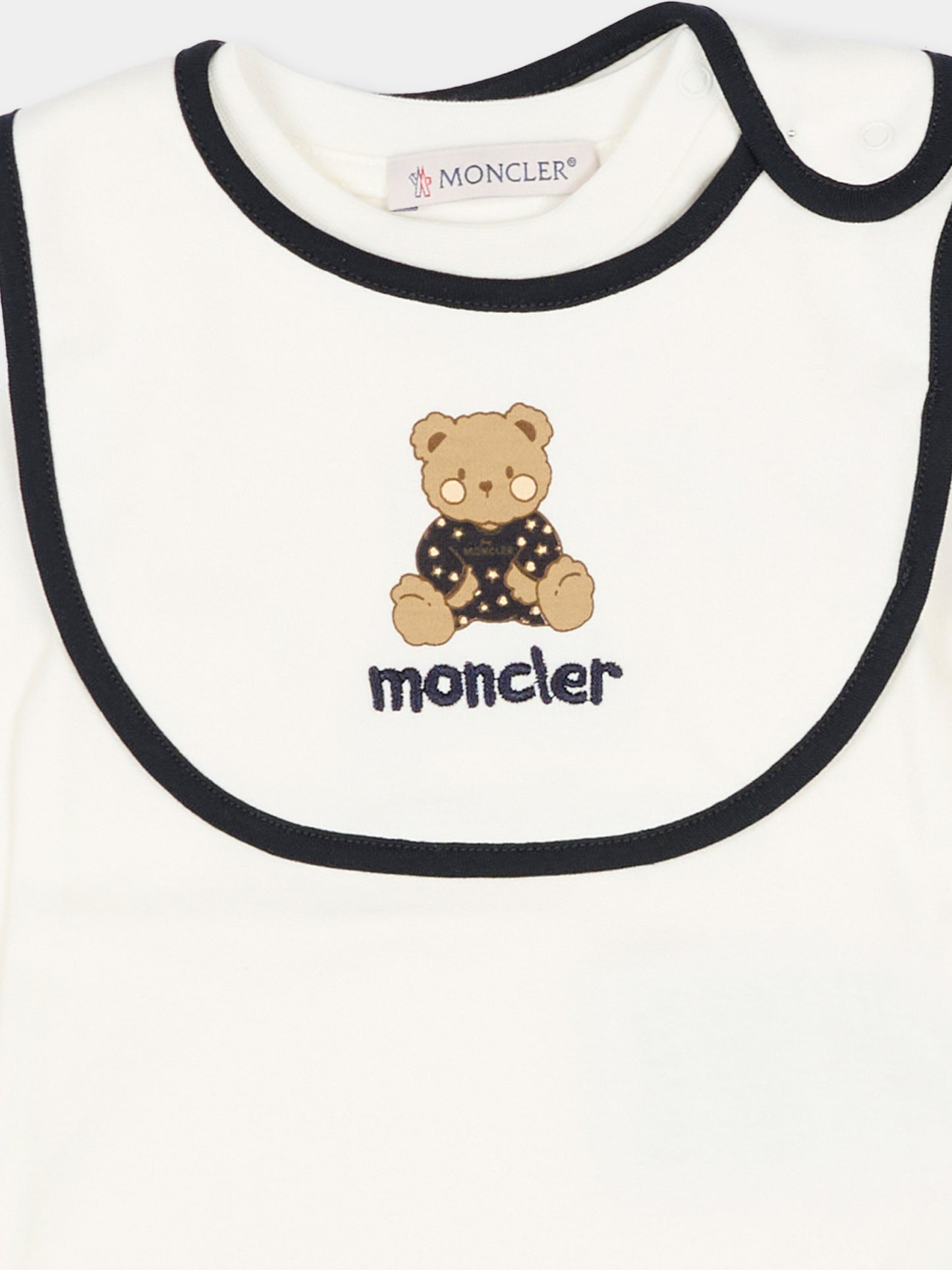 Set body avorio per neonati con orsetto,Moncler Kids,L1951 8P00003 8392E F07