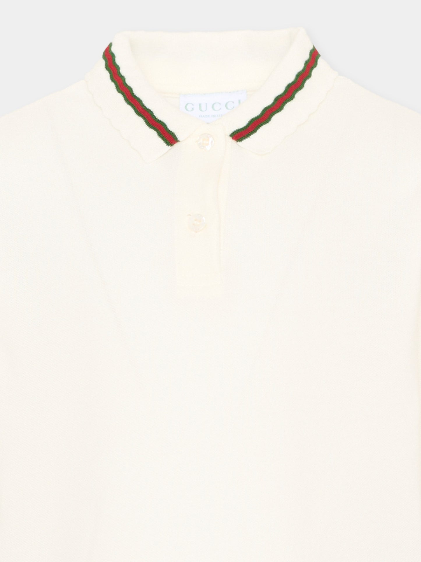 Polo avorio per bambina,Gucci Kids,852834 XJHRS 9024