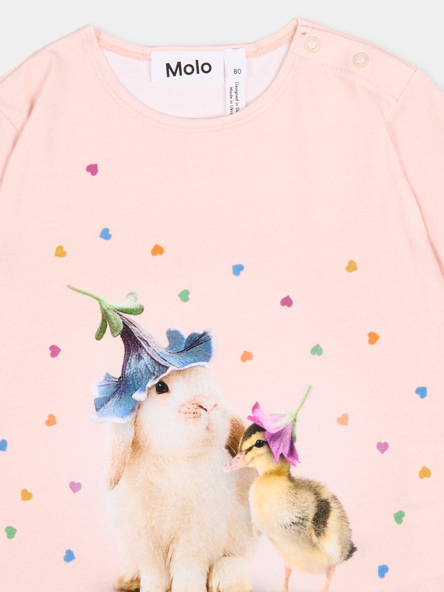 T-shirt Eline rosa per neonata con stampa animali,Molo,4S26A201 9808