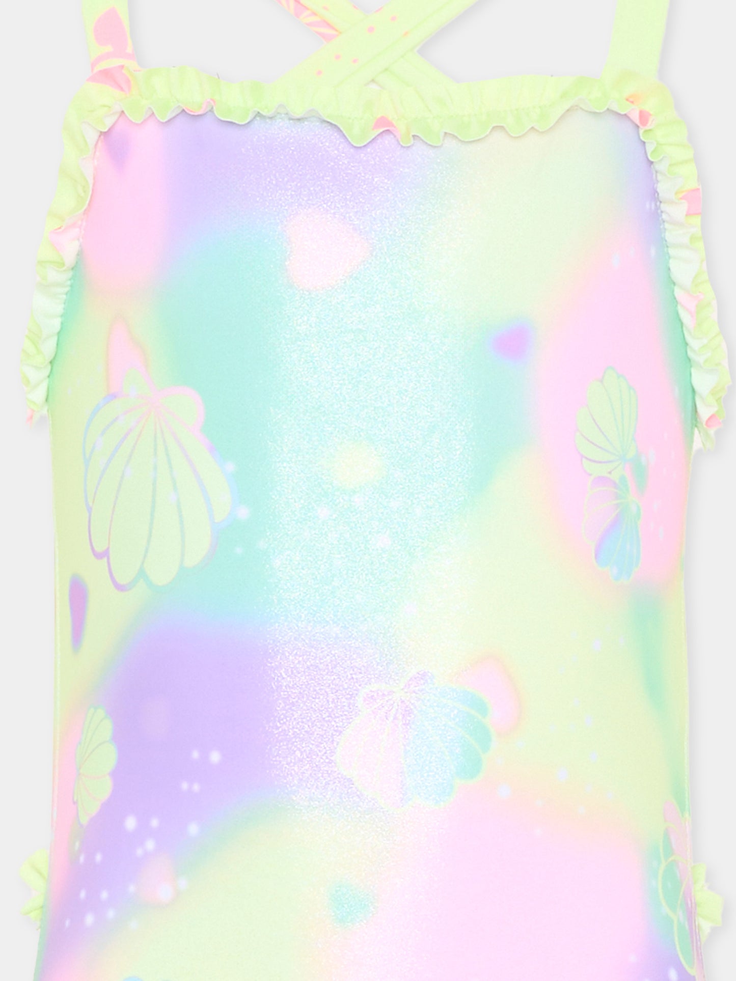 Costume intero multicolor per bambina con conchiglie,Billieblush,U21958 929