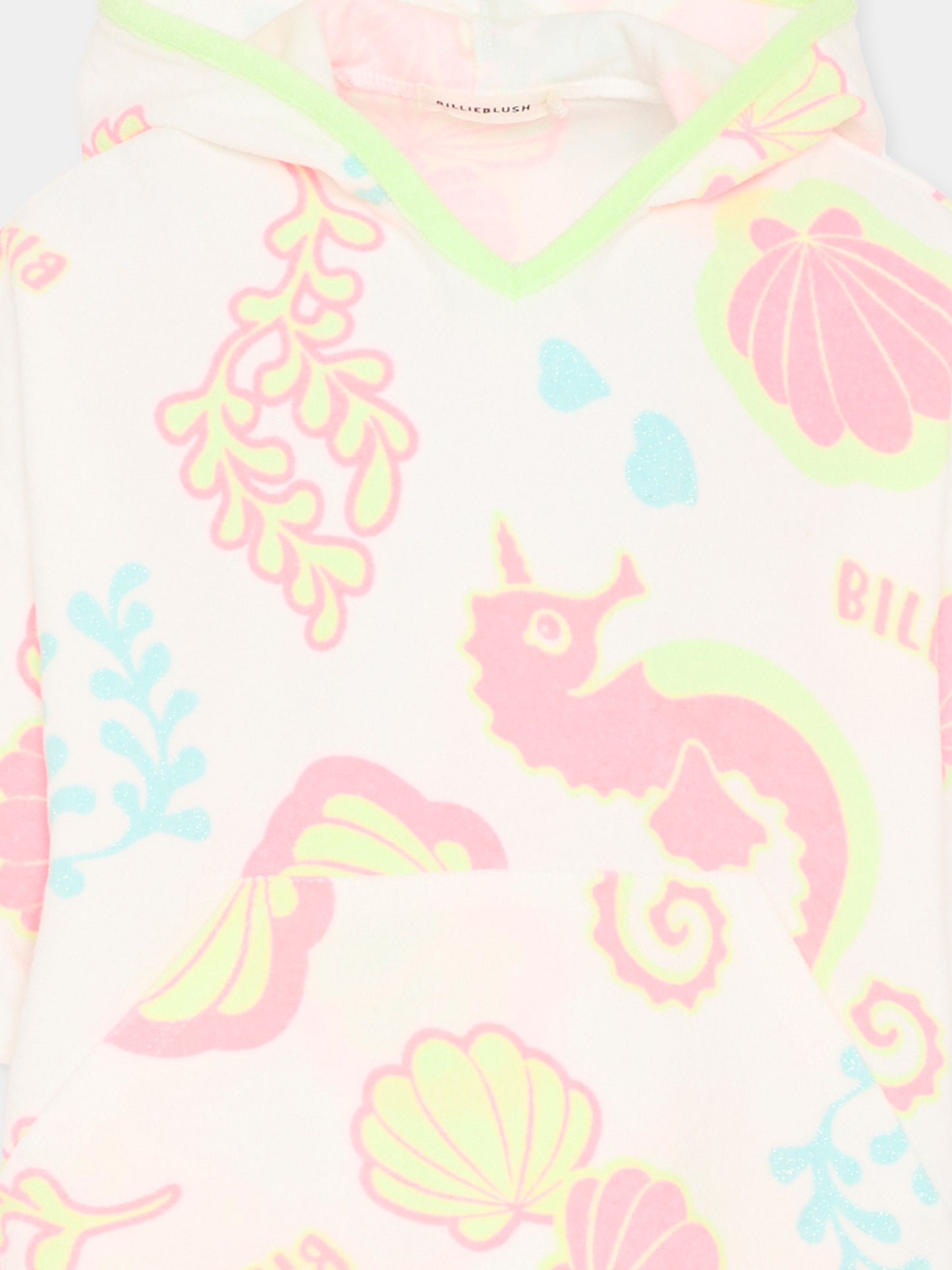 Accappatoio multicolor per bambina con cavallucci marini,Billieblush,U21973 148