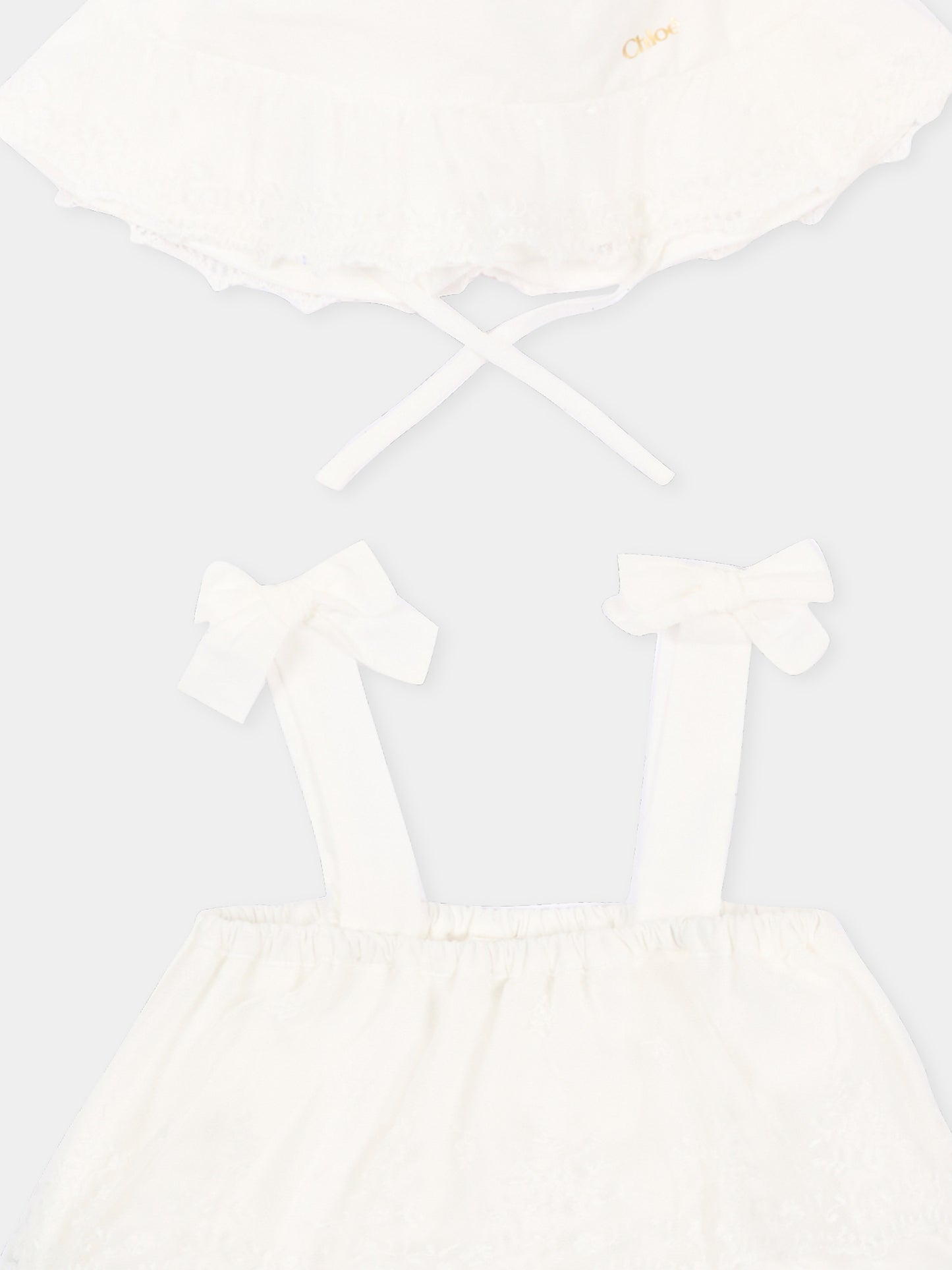 Pagliaccetto avorio per neonata con pizzo,Chloé Kids,C20930 117