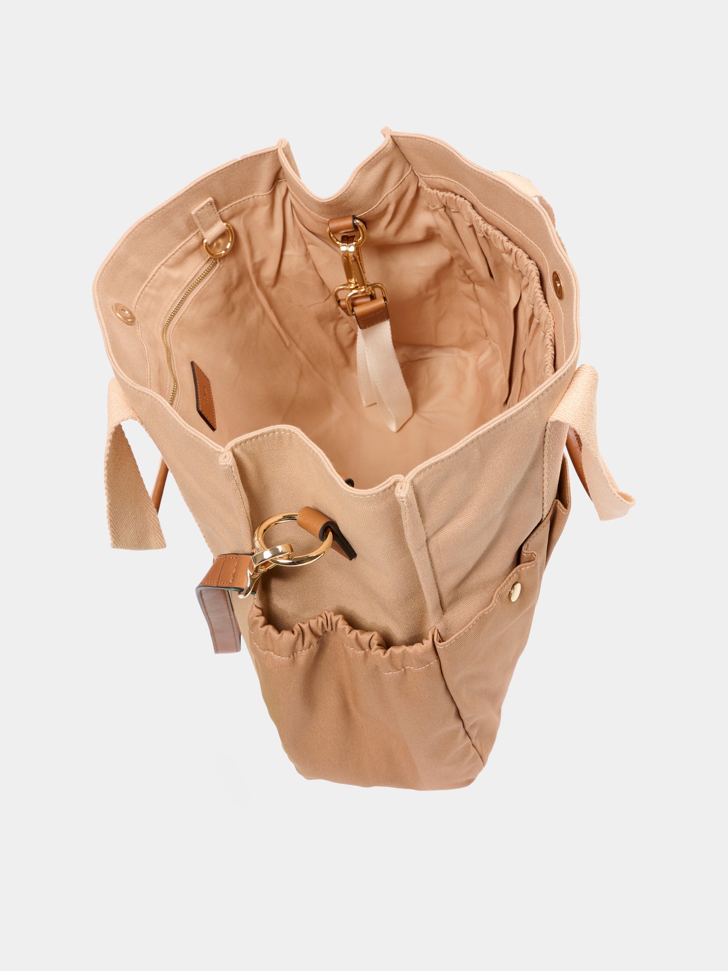 Borsa mamma beige per neonati con logo ricamato,Chloé Kids,C20942 244