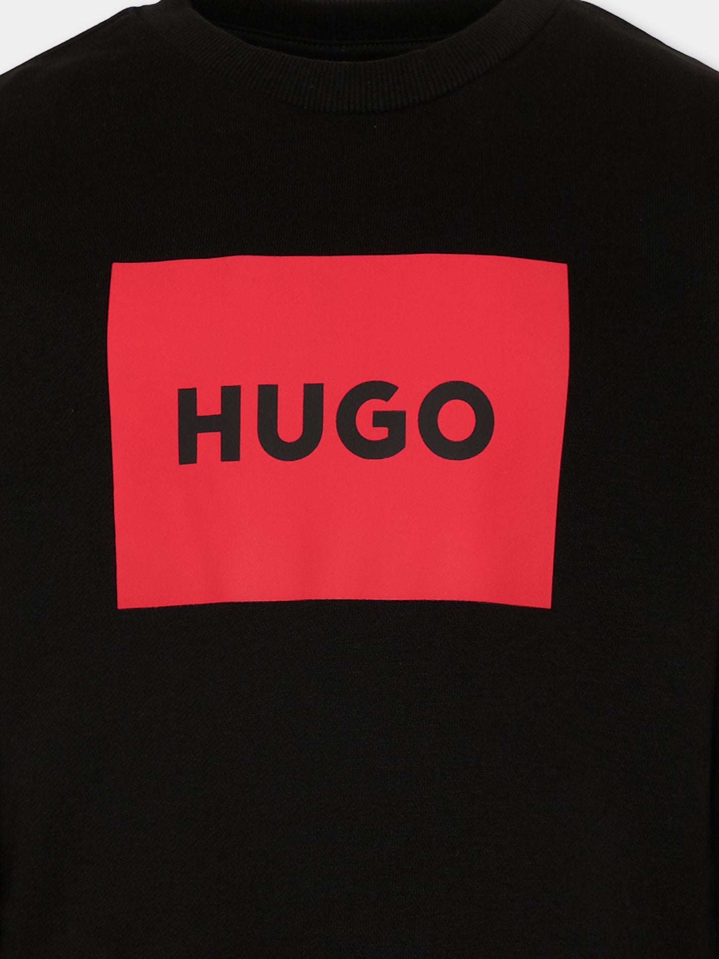 Felpa nera HUGO per bambino logo rosso,Hugo,G01184 09B