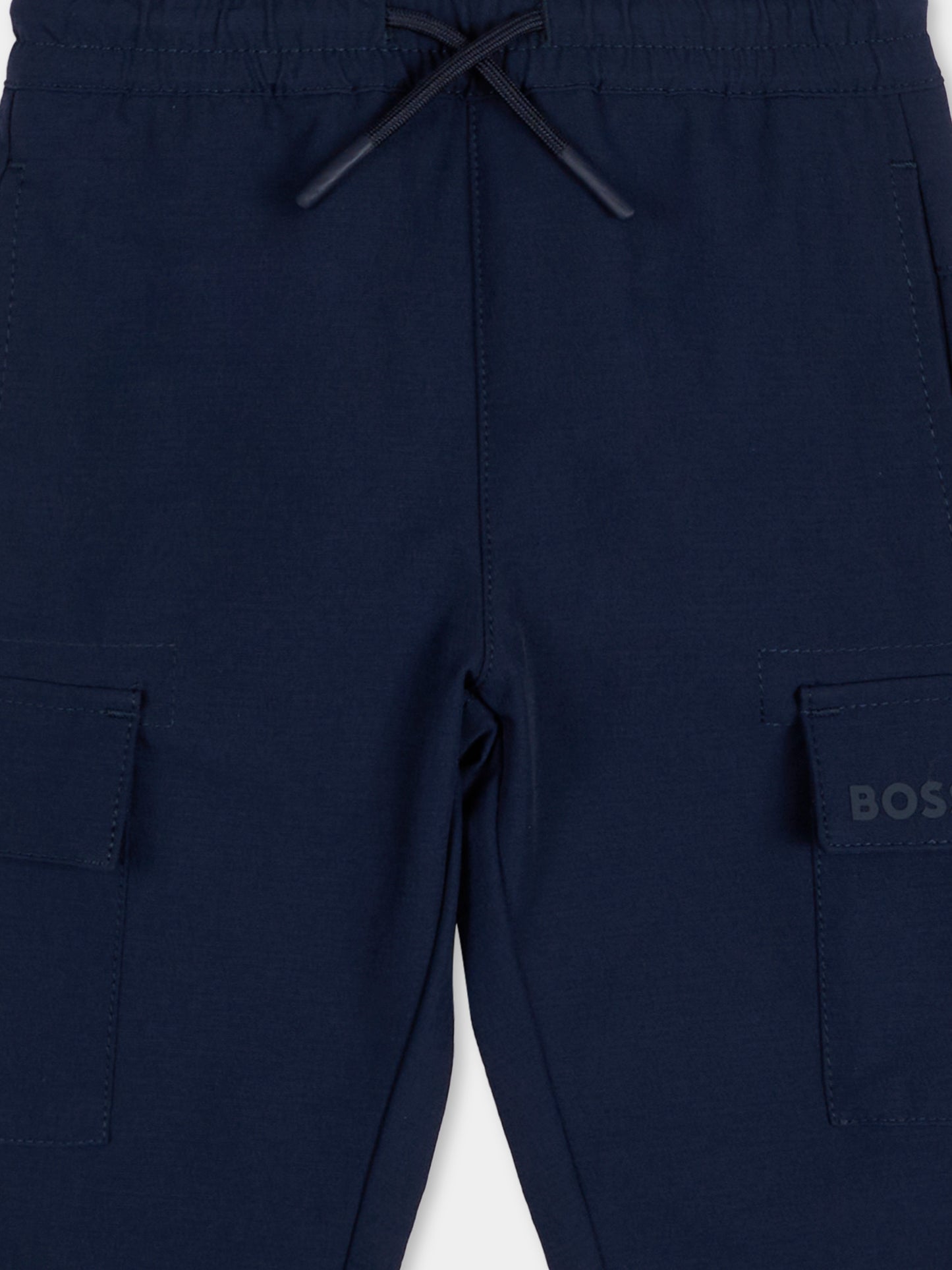 Pantalone blu per neonato con tasche cargo,Boss,J52855 849