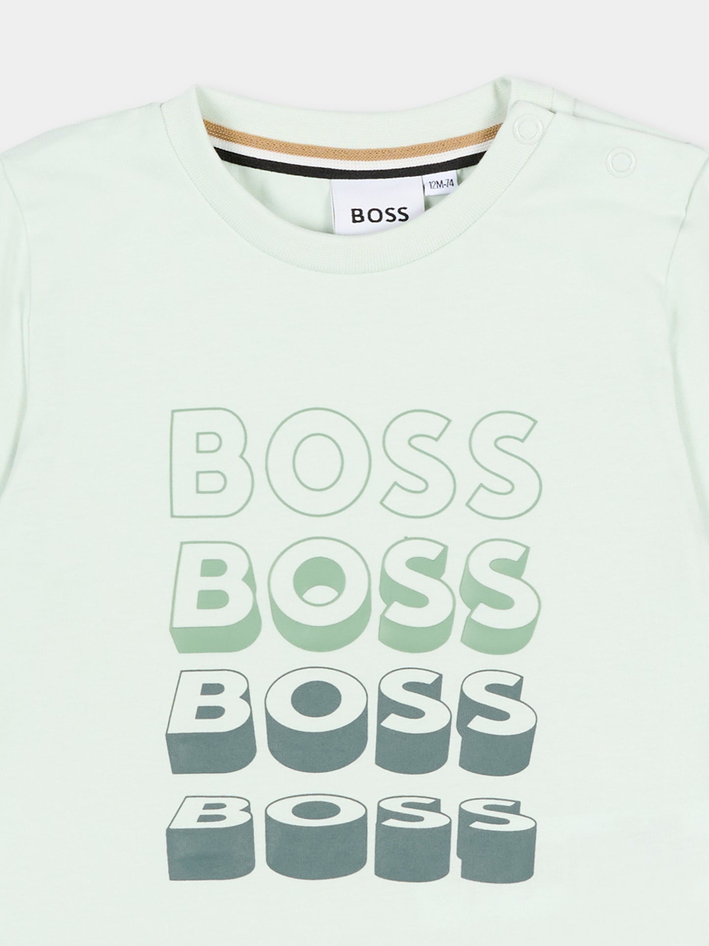 T-Shirt verde per neonato con logo,Boss,J52889 73K