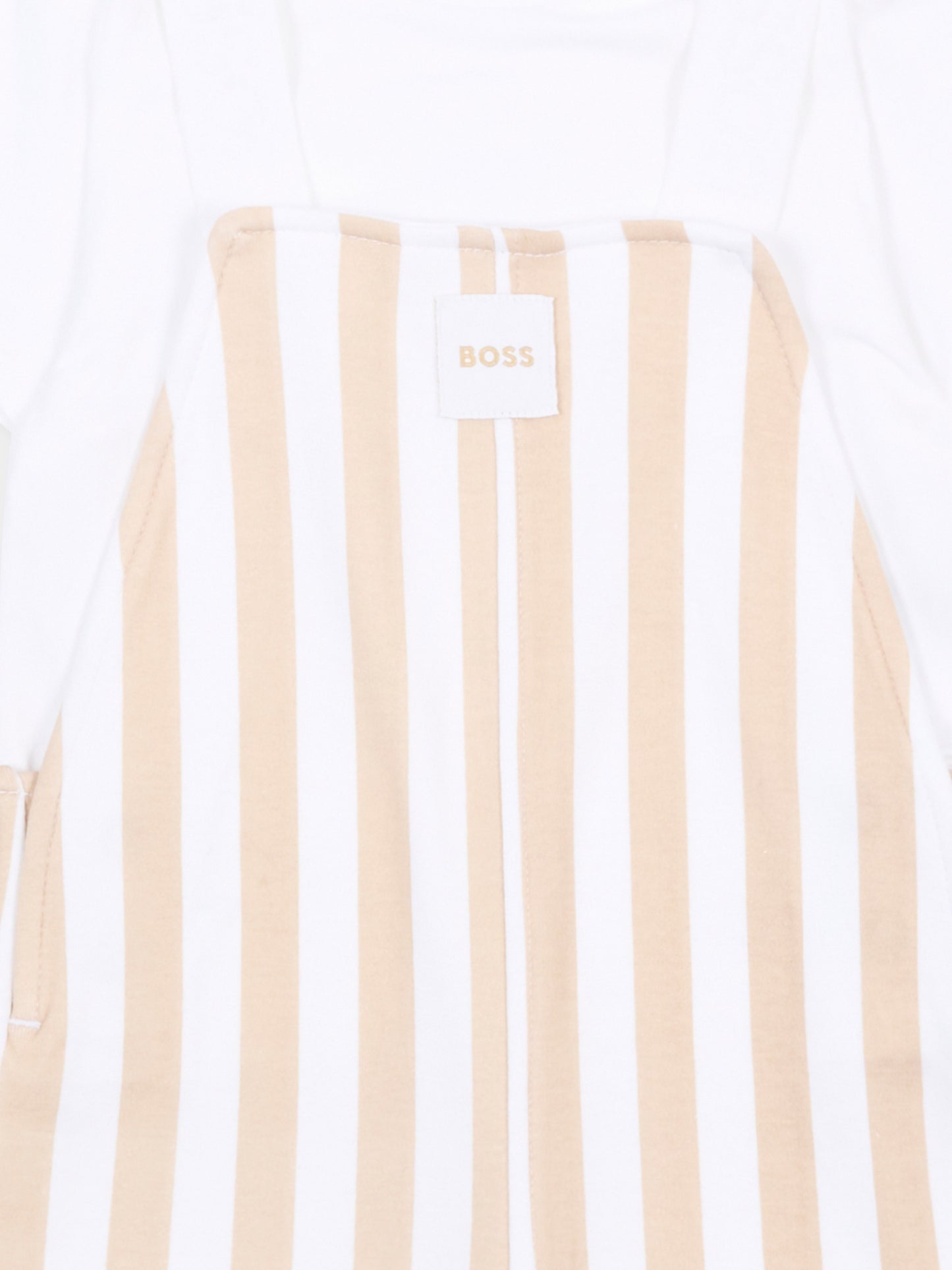 Salopette beige a righe per neonato,Boss,J53038 249