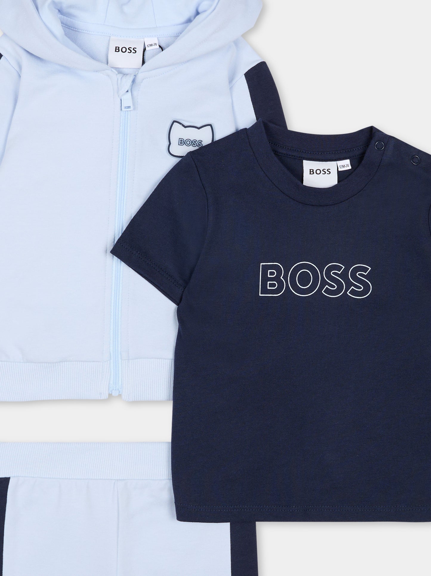 Completo celeste per neonato con logo e panda,Boss,J53051 771