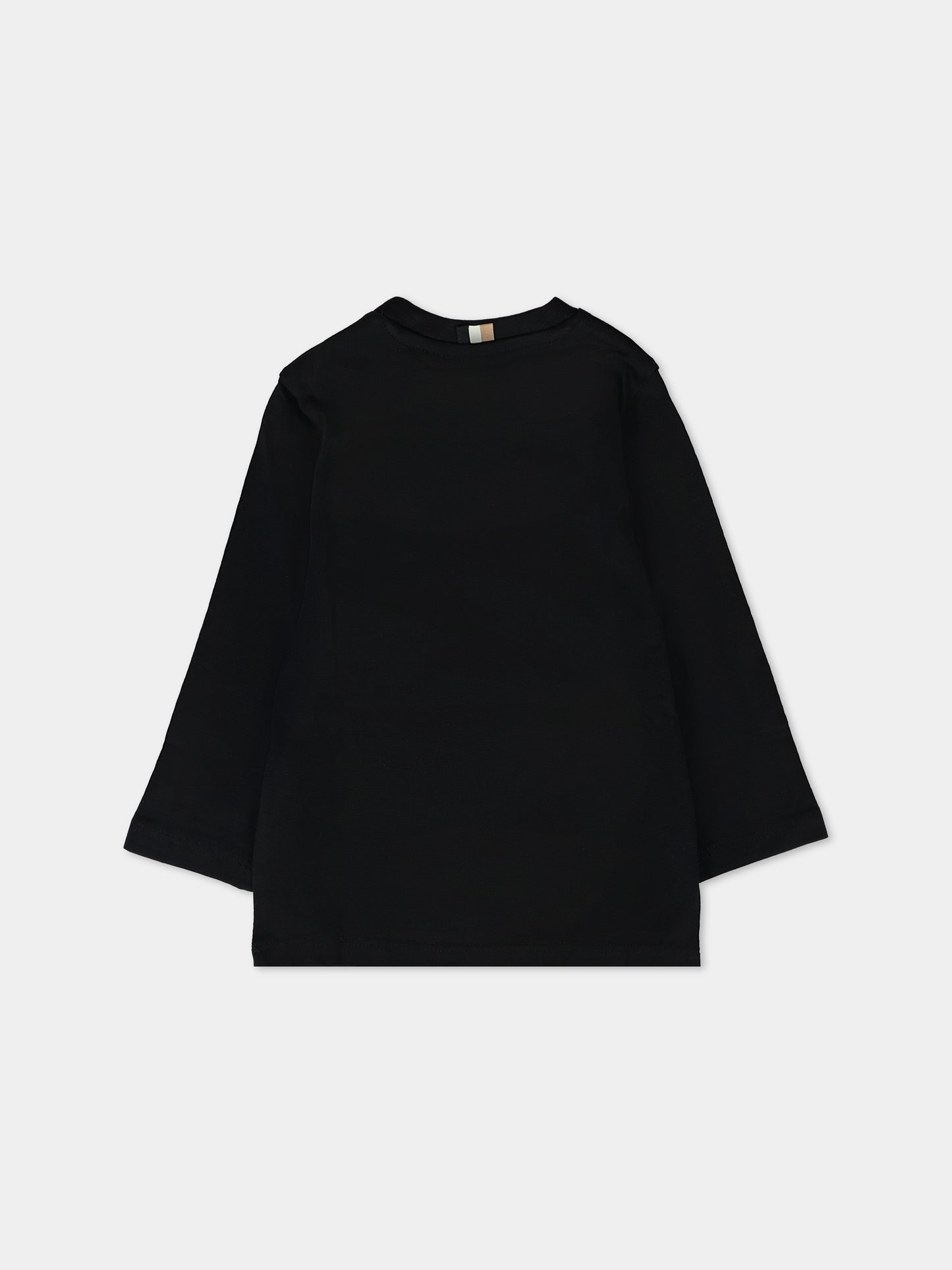 T-shirt nera per neonato con logo,Boss,J51293 09B