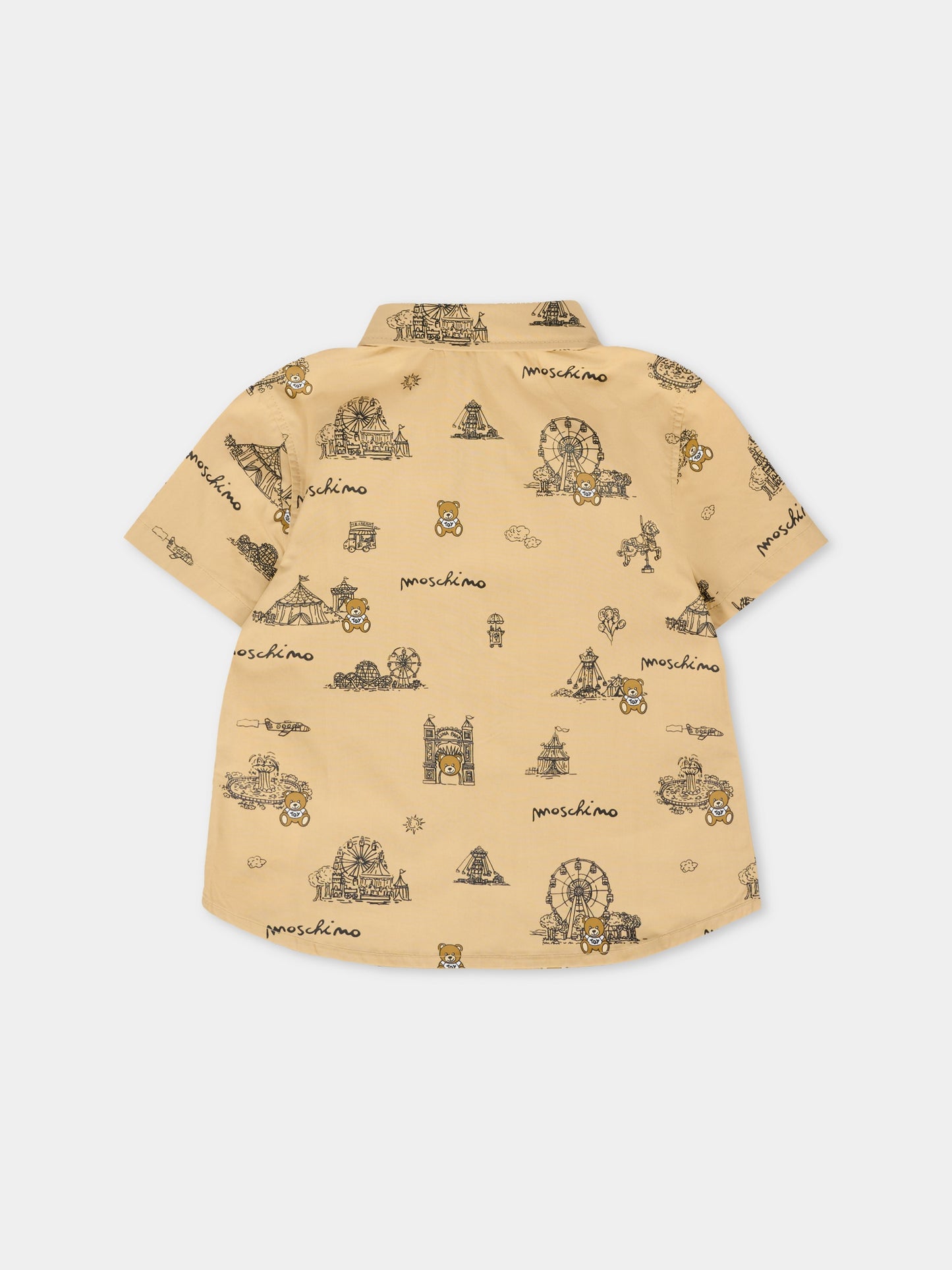 Camicia beige per neonato con Teddy Bear,Moschino Kids,MOC018 LLB46 83445