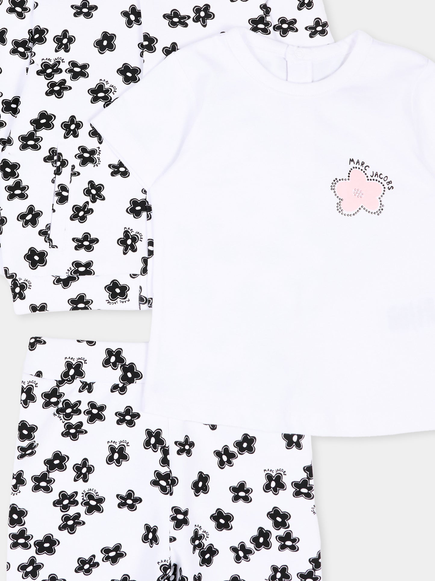 Completo sportivo bianco per neonata con fiori,Marc Jacobs,W60811 10P