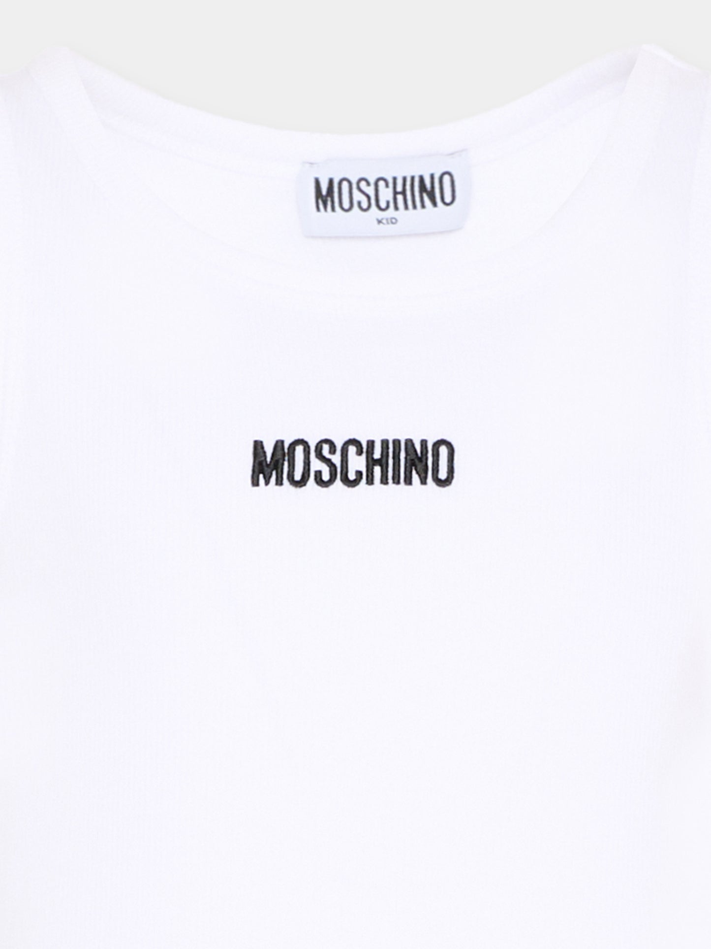 Canotta bianca per bambina con logo,Moschino Kids,HAM06M LBA39 10101