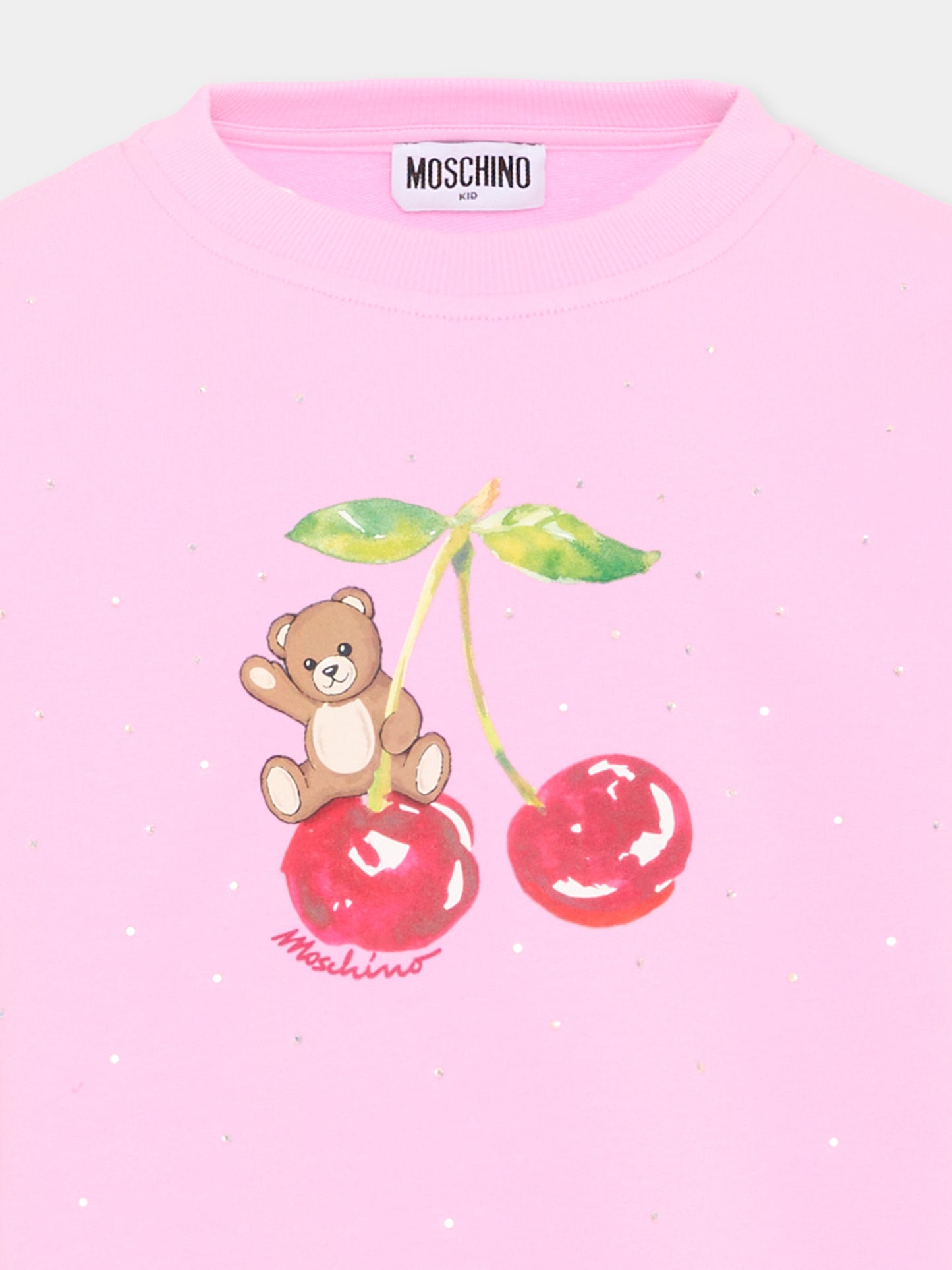 Felpa rosa per bambina con Teddy Bear,Moschino Kids,HDF06O LDA25 51473