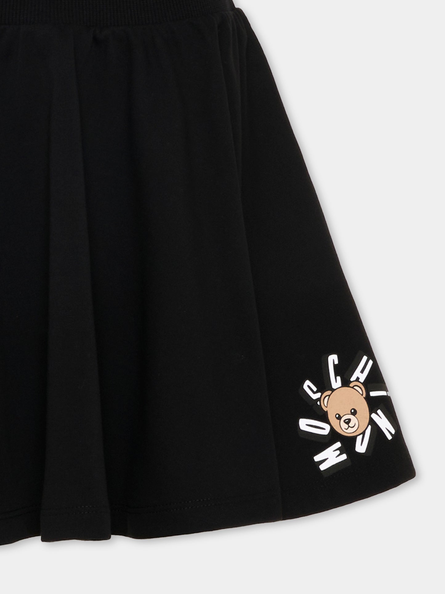 Gonna nera per bambina con Teddy Bear,Moschino Kids,HDJ047 LCA19 60100