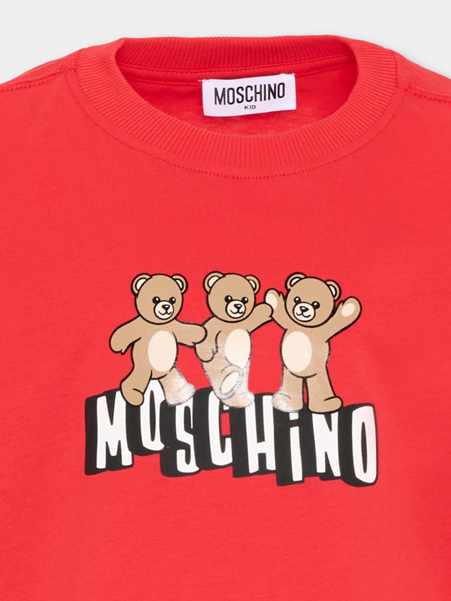 T-Shirt rossa per bambini con Teddy Bear,Moschino Kids,HUM05P LAA23 50109
